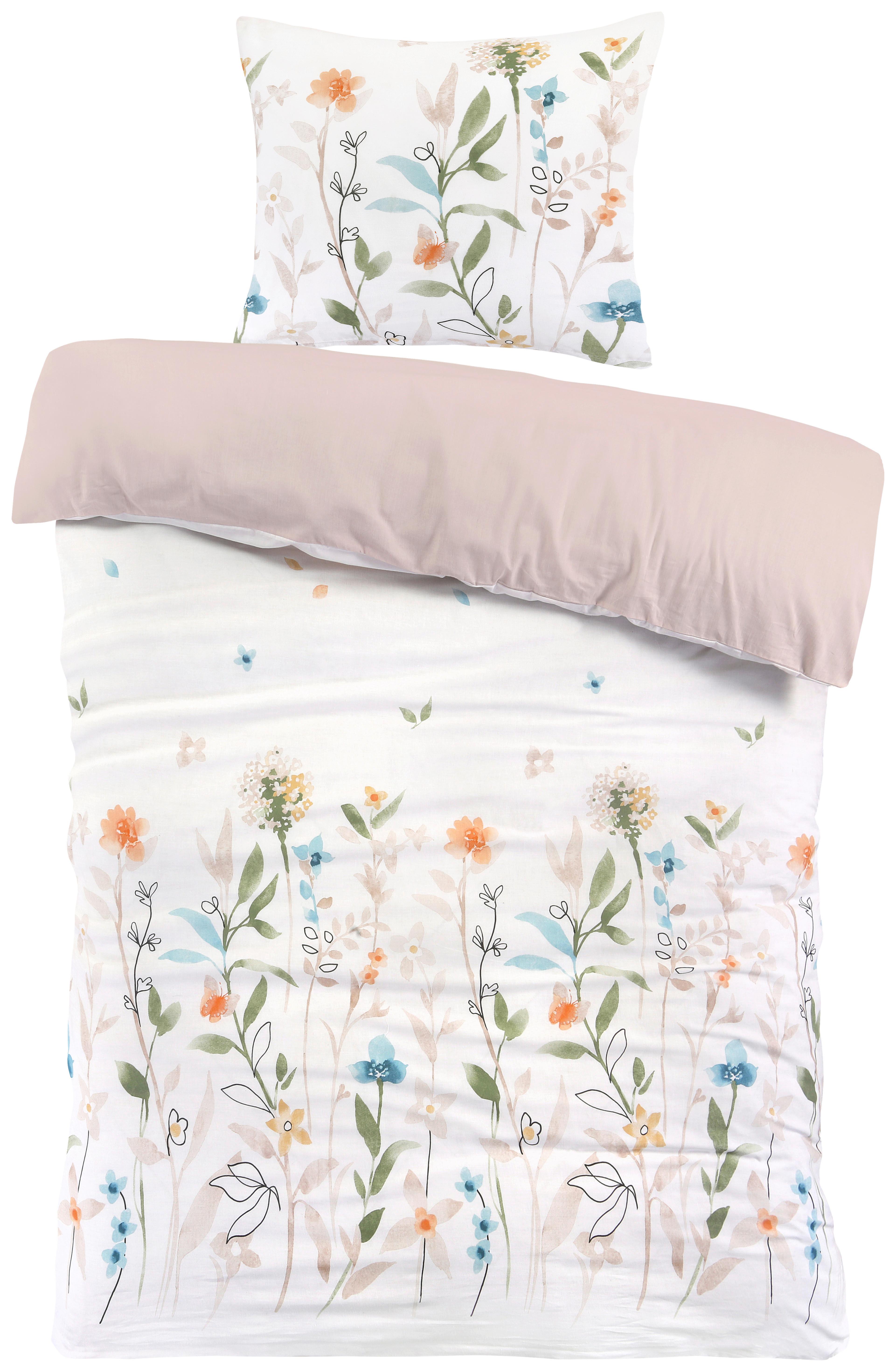 Bettwäsche ANNE - Weiss/Pastellblau, Konventionell, Textil (160/210cm) - Mömax