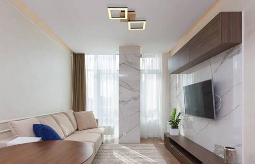 LED-Deckenleuchte Kerry max. 18 Watt - Dunkelbraun/Opal, Design, Holz/Kunststoff (46/22,5/7cm) - Globo