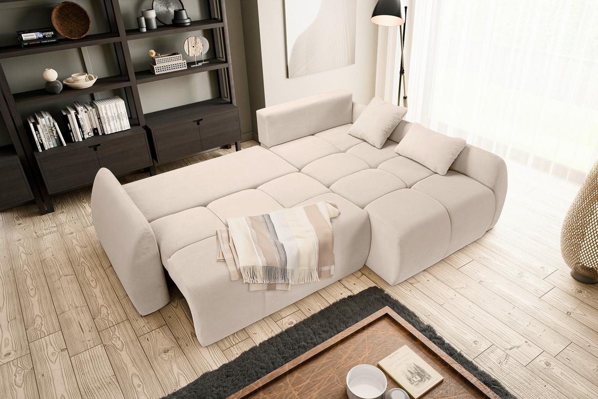 Ecksofa Sancho Long Beige - Beige/Schwarz, Basics, Holz/Kunststoff (255/155cm) - MID.YOU