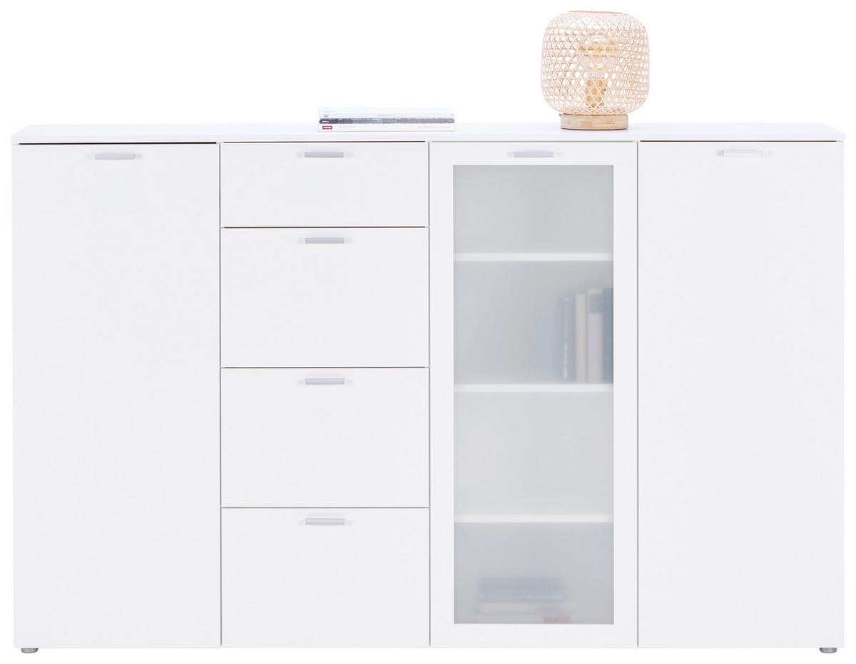 Komoda Xeno, Bela, Mlečno Steklo - bela, Konvencionalno, umetna masa/leseni material (180/115/37cm) - Mömax