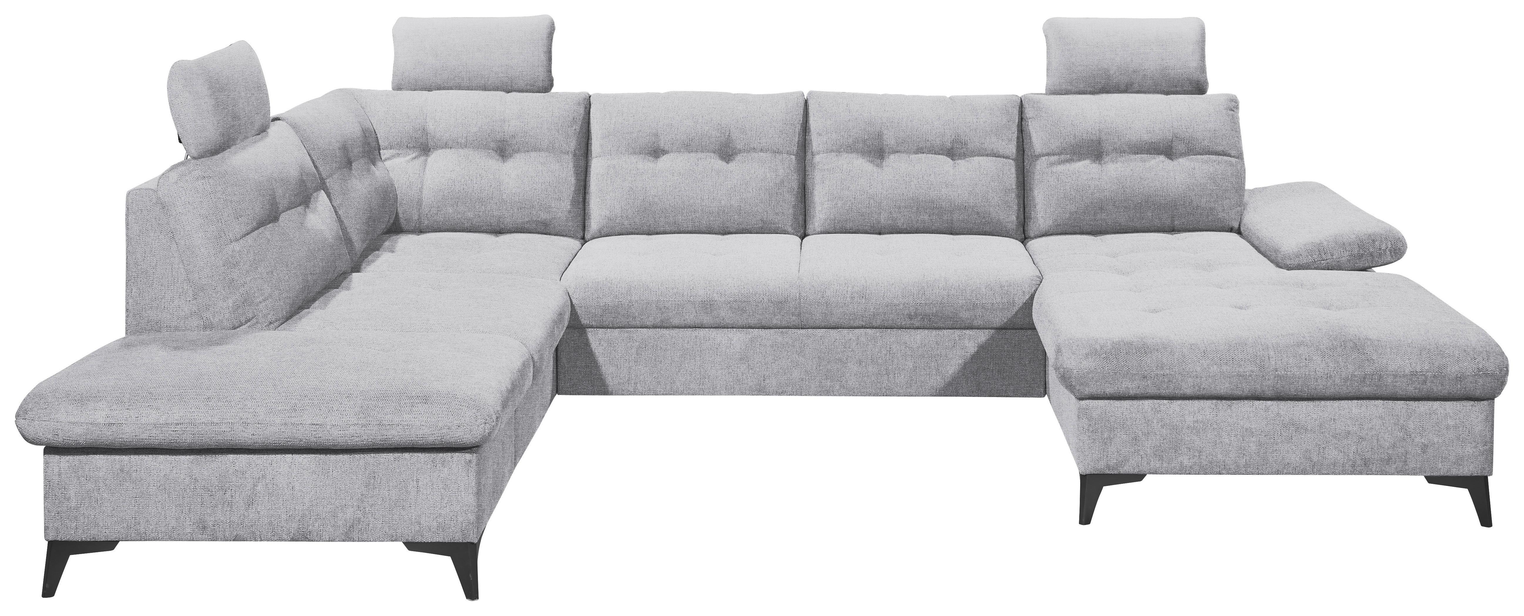 Wohnlandschaft Durban U ca. 218x324x170 cm Hellgrau - Hellgrau/Schwarz, KONVENTIONELL, Kunststoff/Textil (218/324/170cm) - MID.YOU