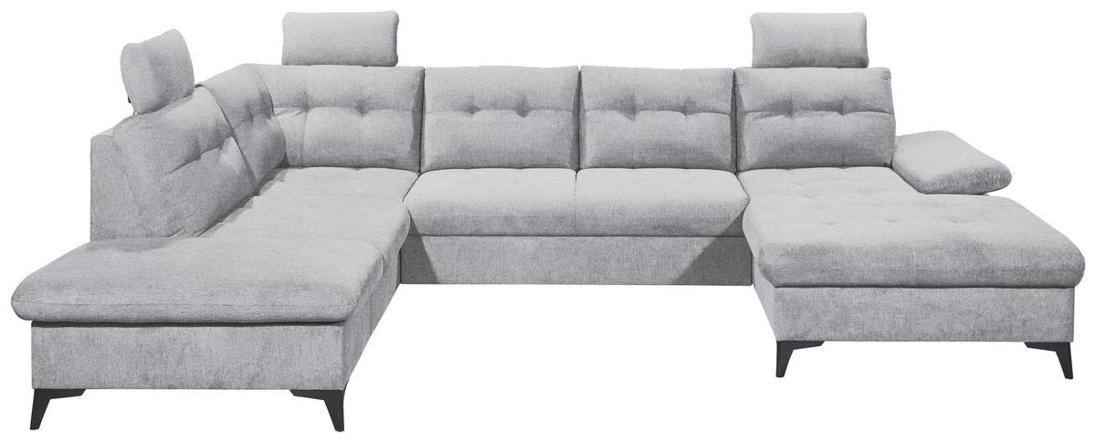 Wohnlandschaft Durban U ca. 218x324x170 cm Hellgrau - Hellgrau/Schwarz, KONVENTIONELL, Kunststoff/Textil (218/324/170cm) - MID.YOU