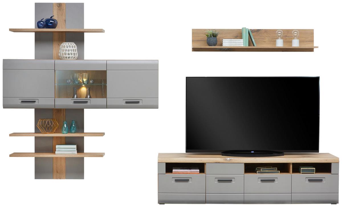 Vitrină suspendată Auris - gri, Modern, sticlă/material pe bază de lemn (164,3/52/37,1cm) - Modern Living