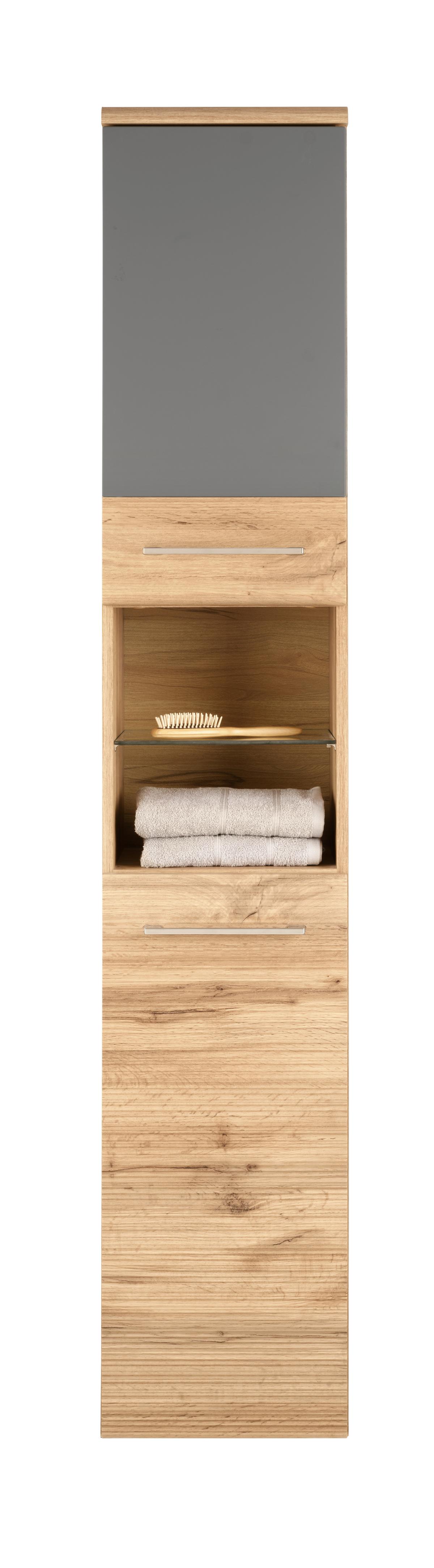 Visoki Element Float - boje hrasta/boje kroma, Moderno, drvni materijal/metal (35/194/33cm) - Premium Living