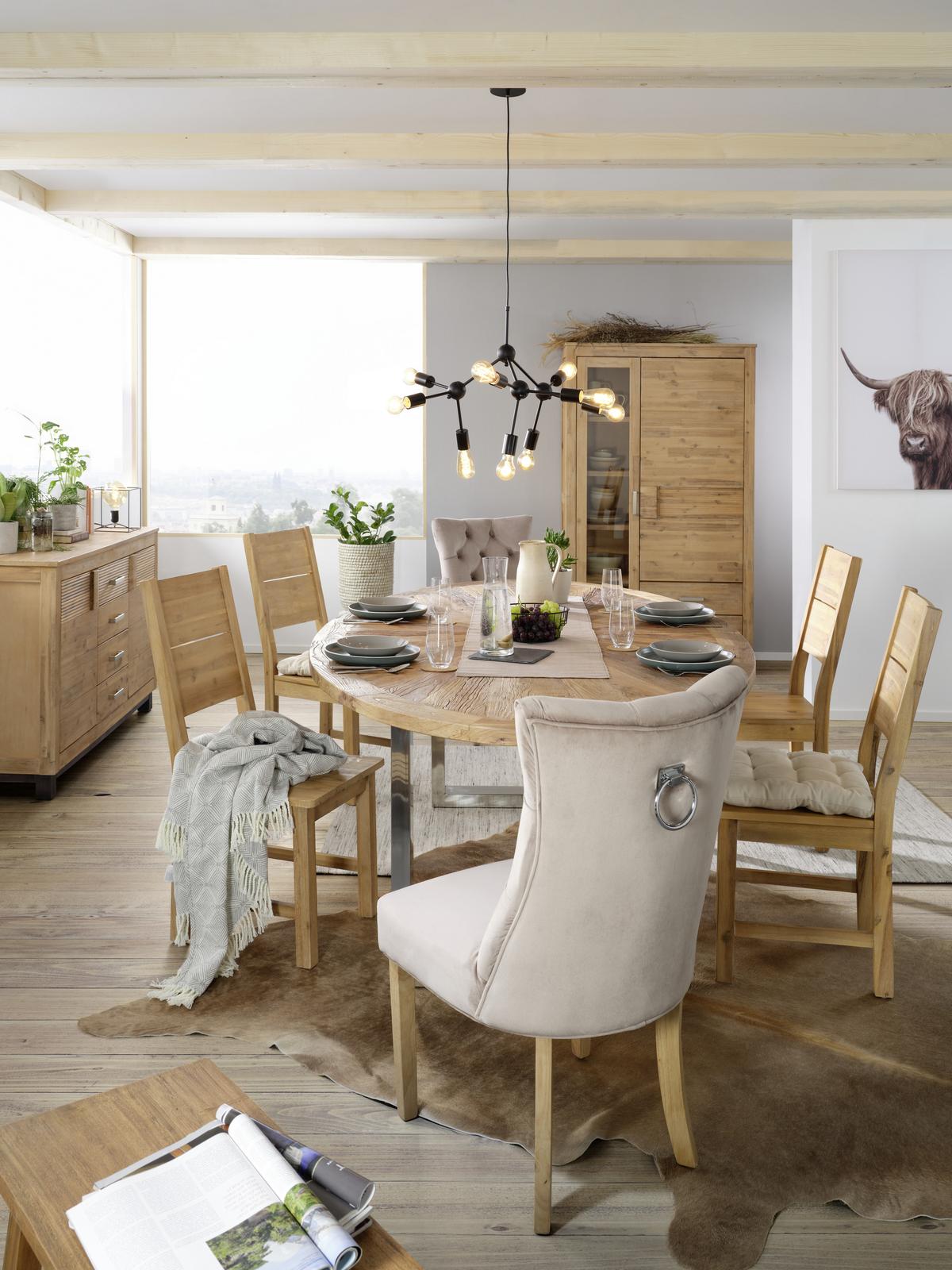 Stuhl Joleen aus Samt in Taupe - Taupe/Naturfarben, Lifestyle, Holz/Textil (55/97/64cm) - Mömax
