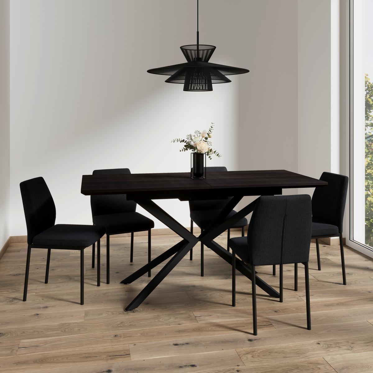 Stuhl Cori Dunkelgrau Webstoff Gepolstert - Dunkelgrau/Schwarz, MODERN, Holz/Textil (45/87/57cm) - Bessagi Home