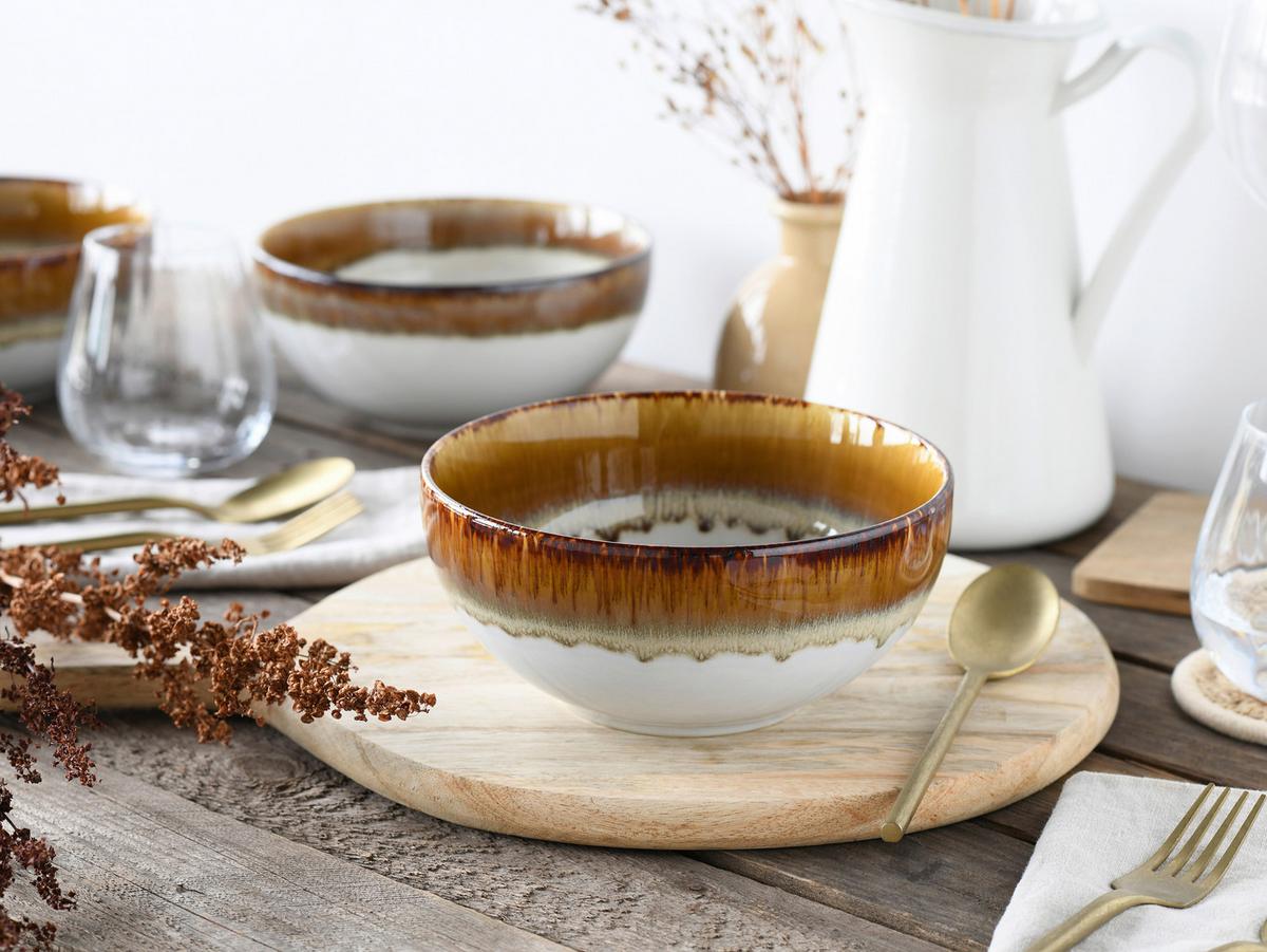 Set Posod Cascade Brown, 4-Delni - bela/rjava, Design, keramika (17,5cm) - Creatable