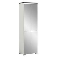 Omara Za Čevlje Shoelove, Bela, Siva, Ogledalo - srebrne barve/siva, Moderno, leseni material (60/194/40cm)