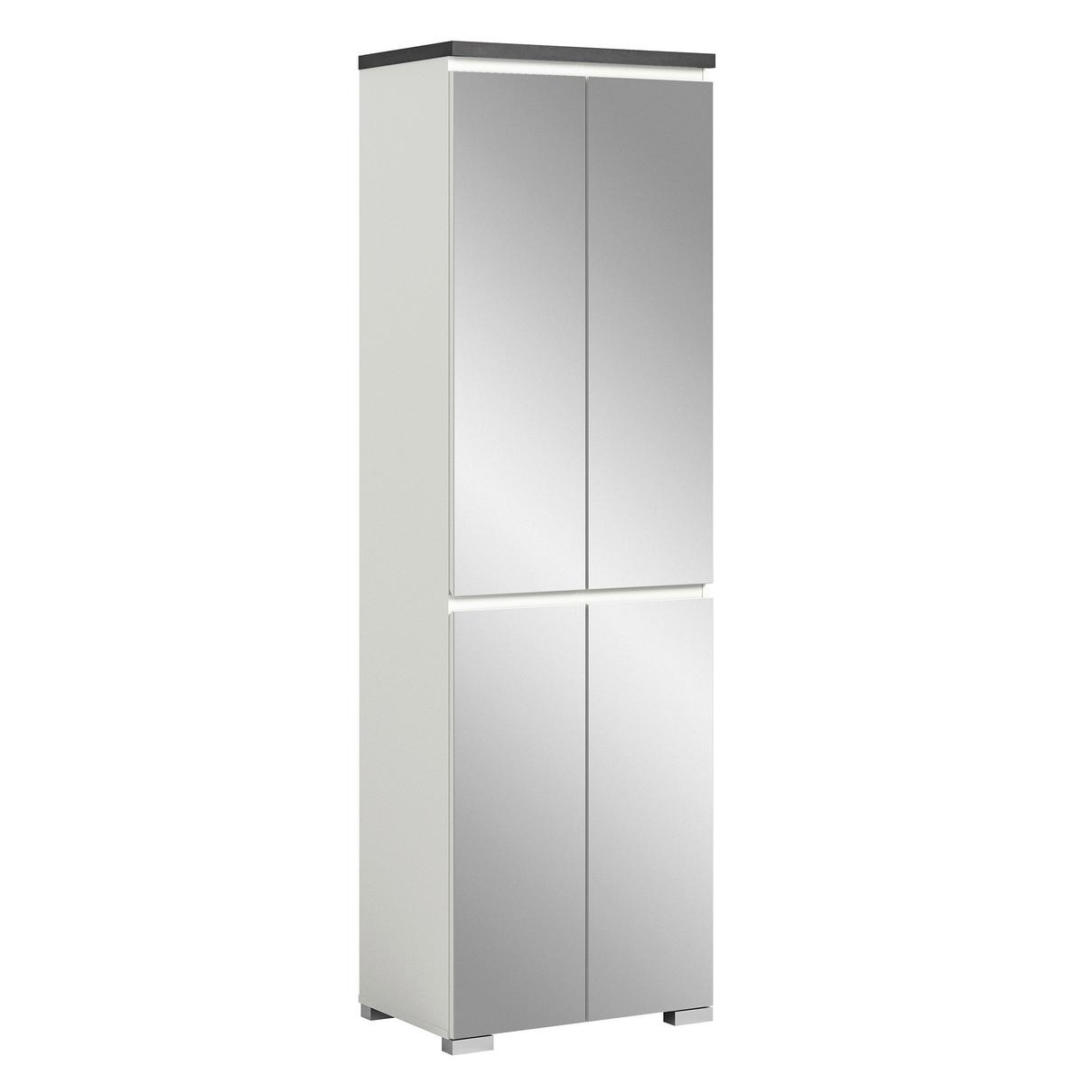 Omara Za Čevlje Shoelove, Bela, Siva, Ogledalo - srebrne barve/siva, Moderno, leseni material (60/194/40cm)