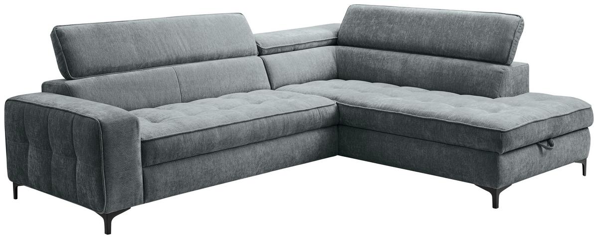 Kutna Garnitura Talia - tamno siva/crna, Basics, tekstil/metal (251/70-90/203cm) - Modern Living