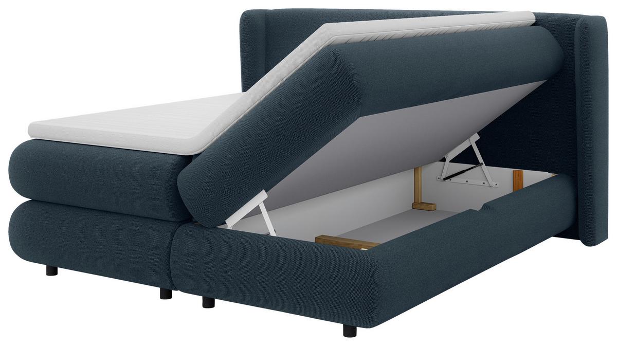 Boxspring Krevet Elodie - plava/crna, Konvencionalno, tekstil/plastika (180/200cm) - Premium Living