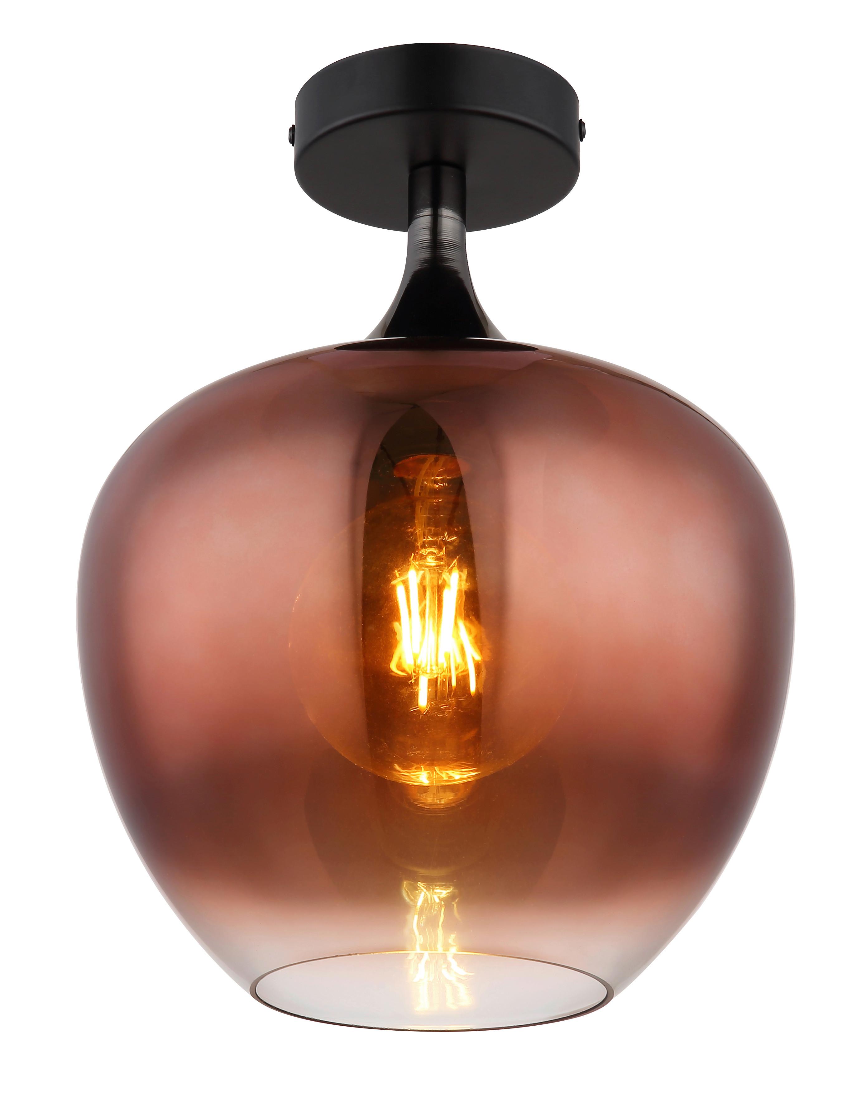 Deckenleuchte Maxy Chrom/Kupferfarben max. 60Watt - Klar/Chromfarben, Design, Glas/Metall (24/31,5cm) - Globo