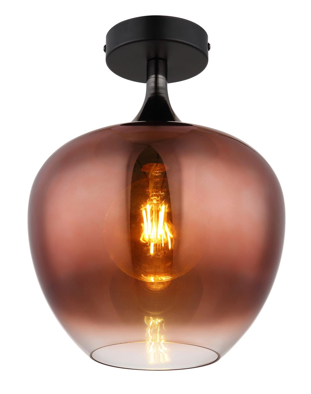 Stropna Svjetiljka 15548dg - bakrenaste boje/prozirno, Design, staklo/metal (24/31,5cm) - Globo