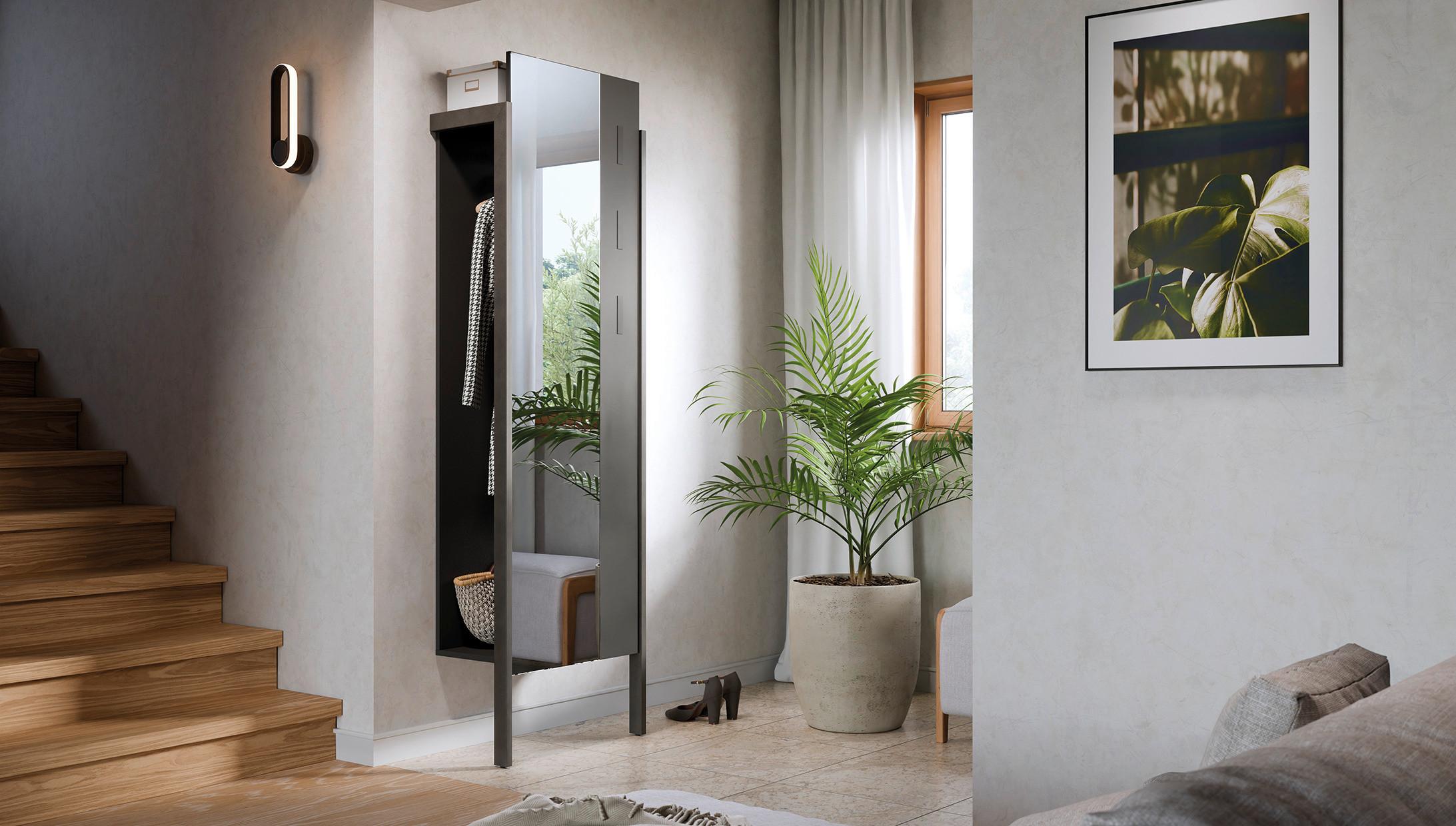 Panou cuier SARINA - argintiu/alb, Trend, material pe bază de lemn (59,4/200/31,5cm) - Modern Living