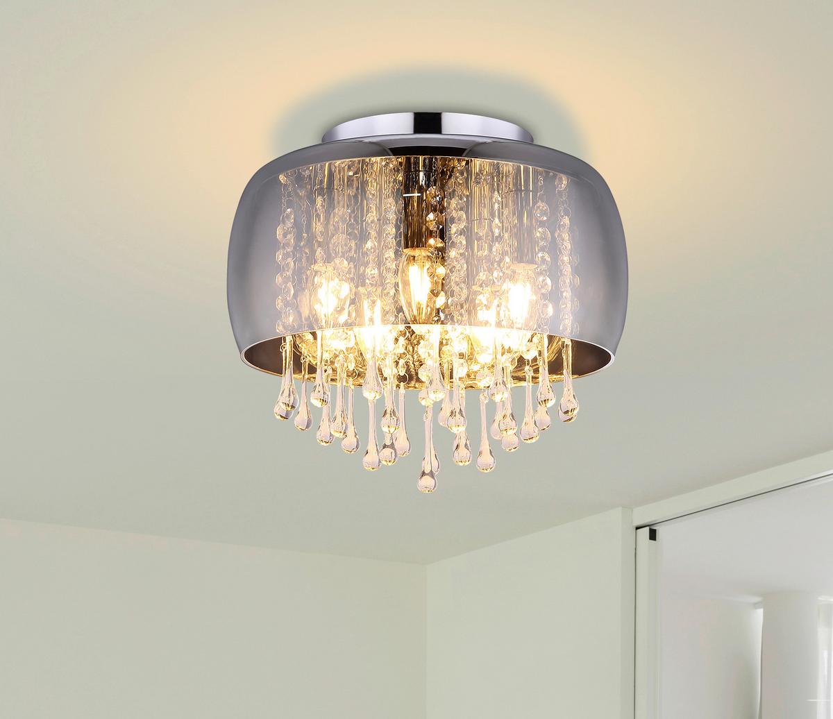 DECKENLEUCHTE KALLA D/H: 350/280CM RAUCH - Klar/Chromfarben, Basics, Glas/Metall (35/28cm) - Globo