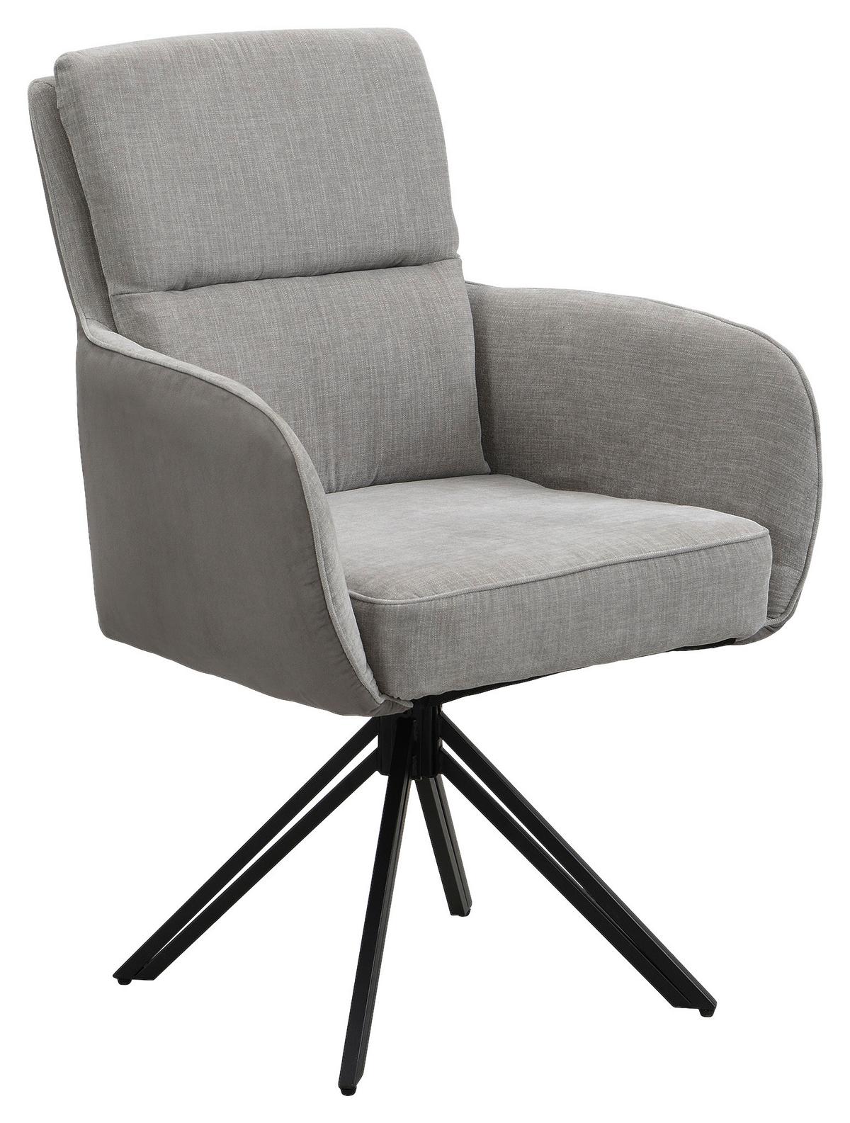 STUHL-SET TINO - Hellgrau/Schwarz, MODERN, Textil/Metall (62/94/70cm) - MID.YOU
