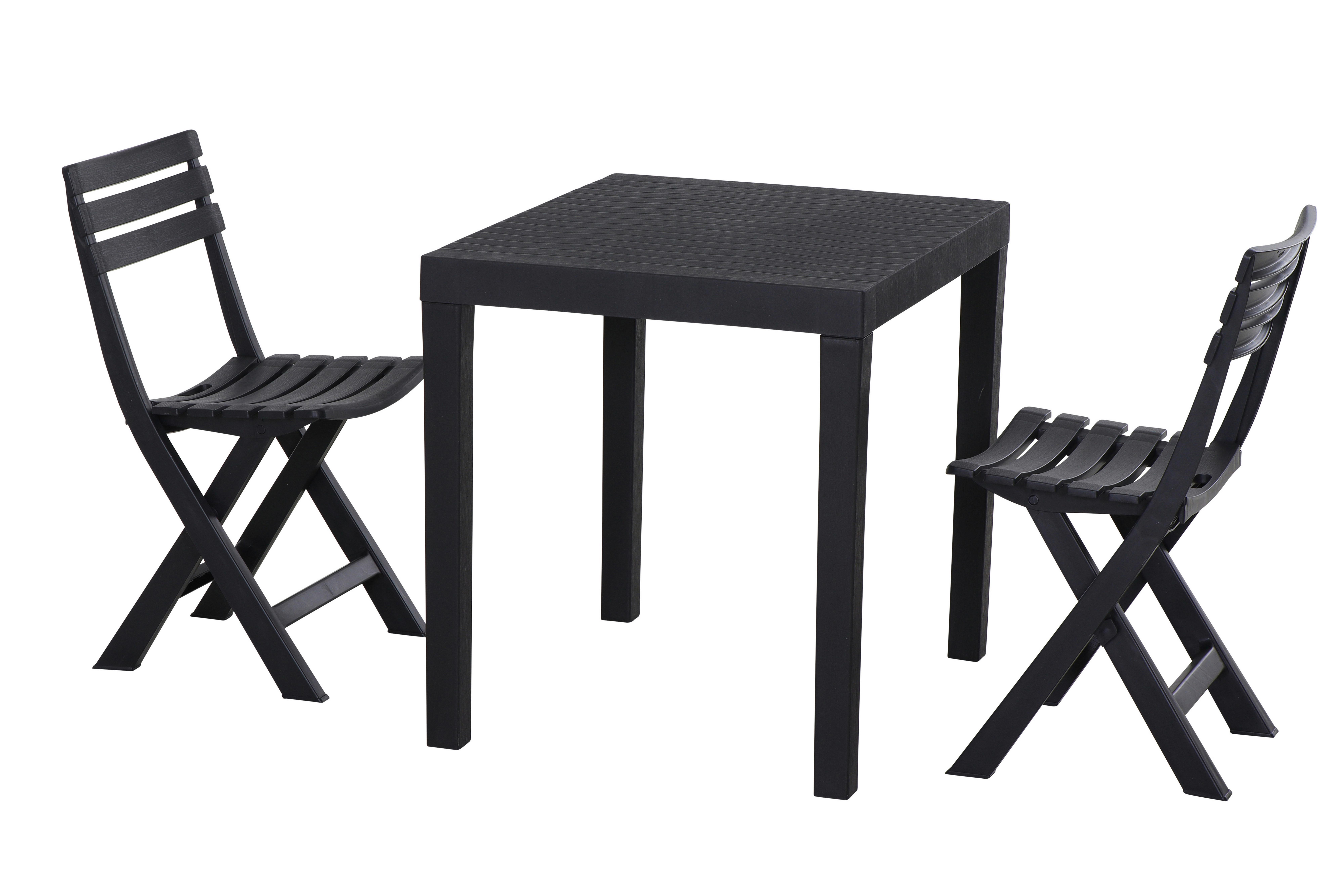 Balkonset Club 3-tlg. Anthrazit - Anthrazit, MODERN, Kunststoff (65/72/78cm) - Gardenson