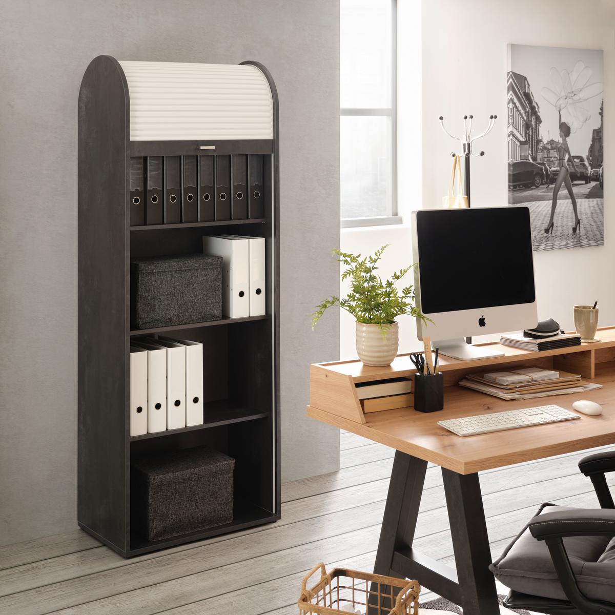 Rolloschrank in Schwarz/Weiss - Weiss/Schwarz, Modern, Holzwerkstoff/Kunststoff (69/192/44cm) - Mömax