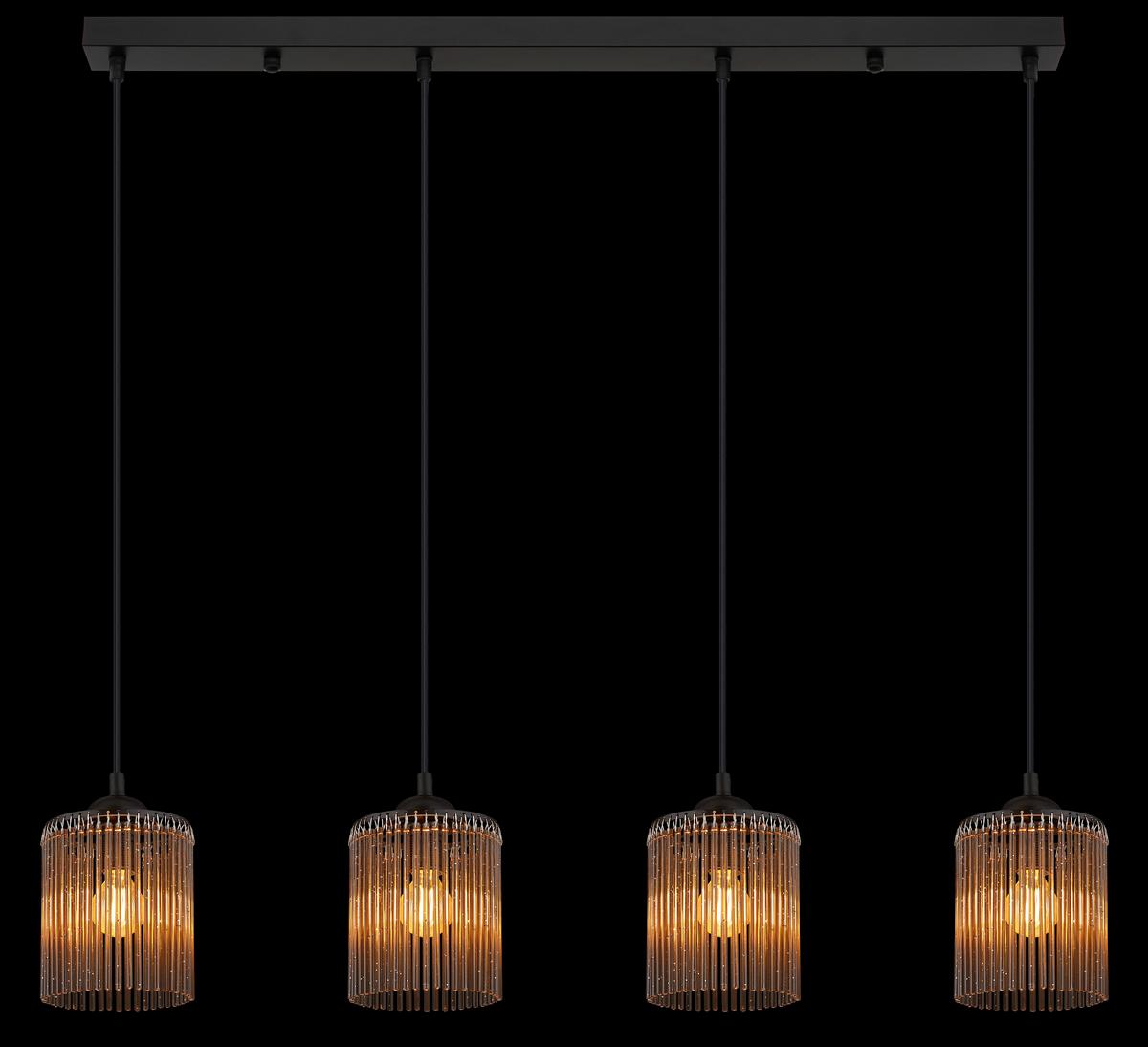 HÄNGELEUCHTE 33080408 LEEDS - Schwarz/Grau, Design, Kunststoff/Metall (87/12/133cm) - Globo