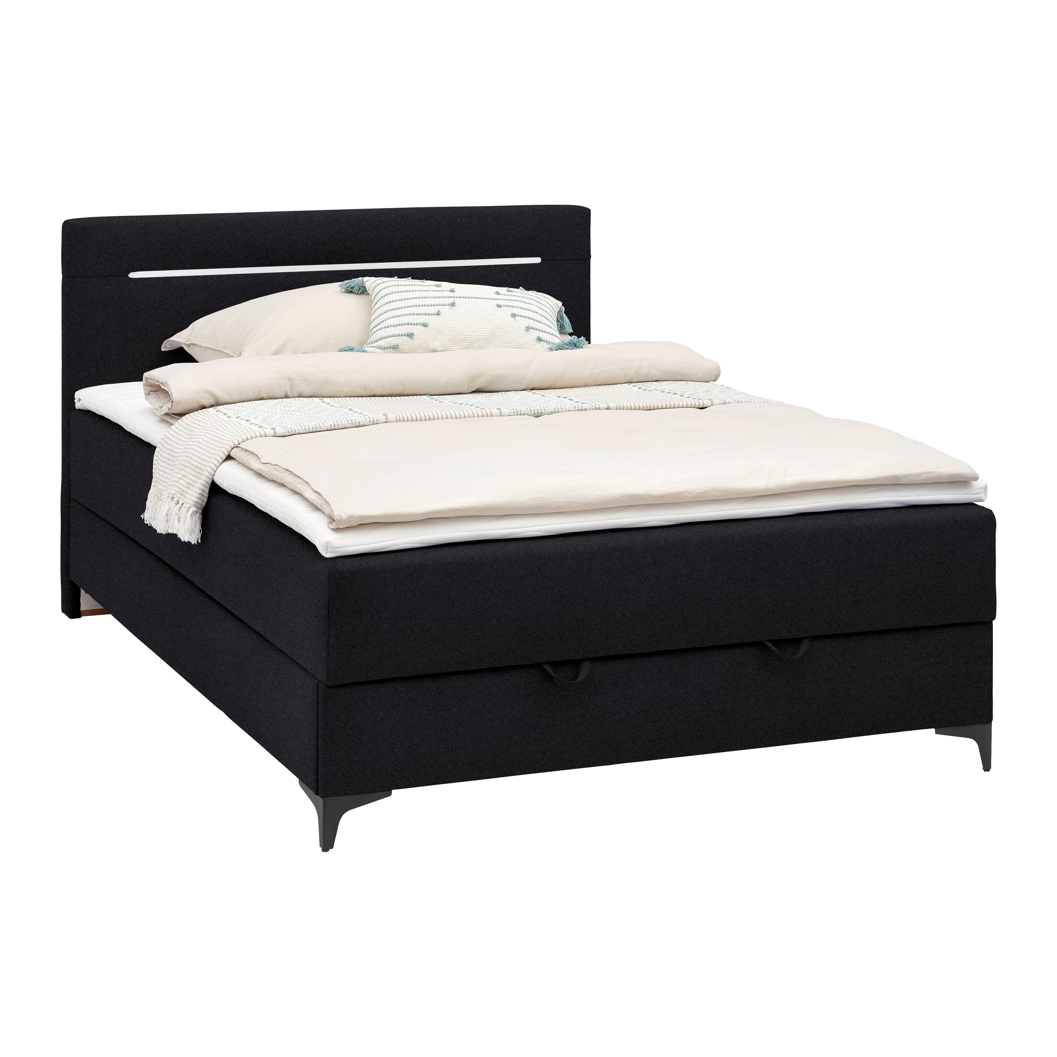 Boxbett In Schwarz Ca. 120x200cm - Schwarz, Konventionell, Textil (120/200cm) - Mömax