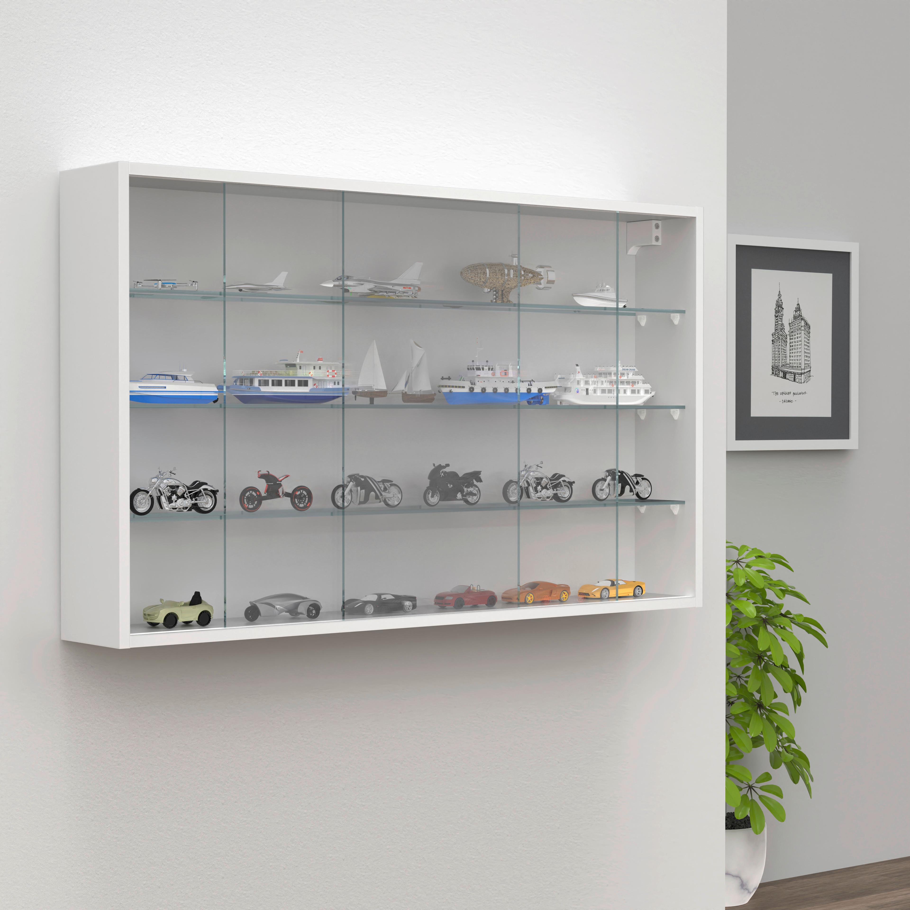 HÄNGEVITRINE DRIVALO XL - Weiss/Transparent, Design, Glas/Holzwerkstoff (100/60/15cm) - MID.YOU