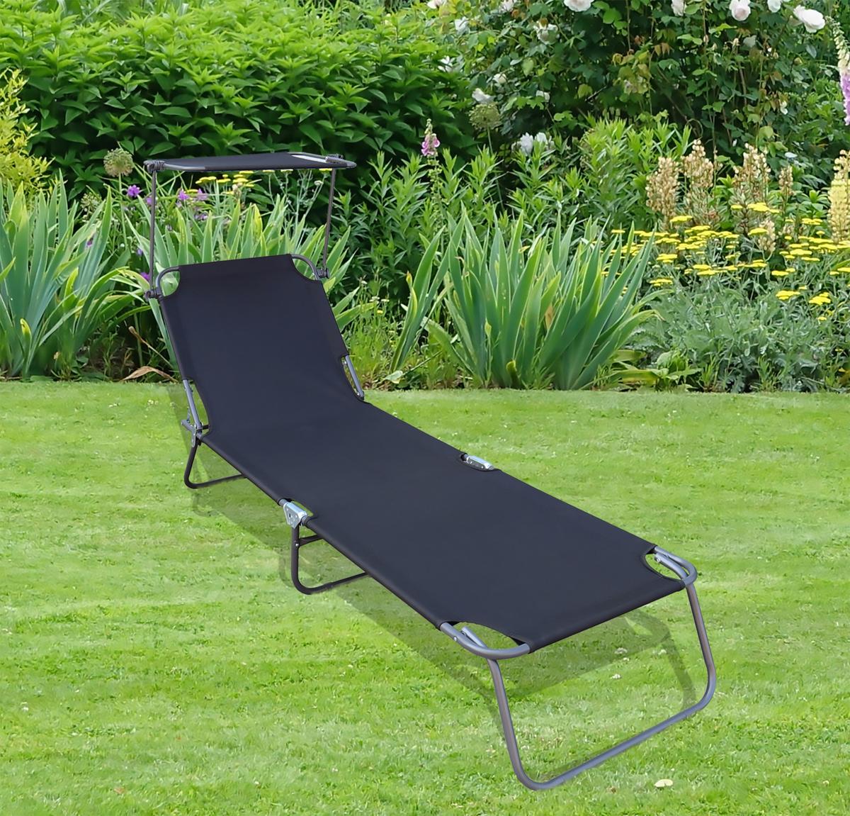 Dreibeinliege Anthrazit - Anthrazit, Basics, Textil/Metall (55/24/185cm) - Ambia Garden