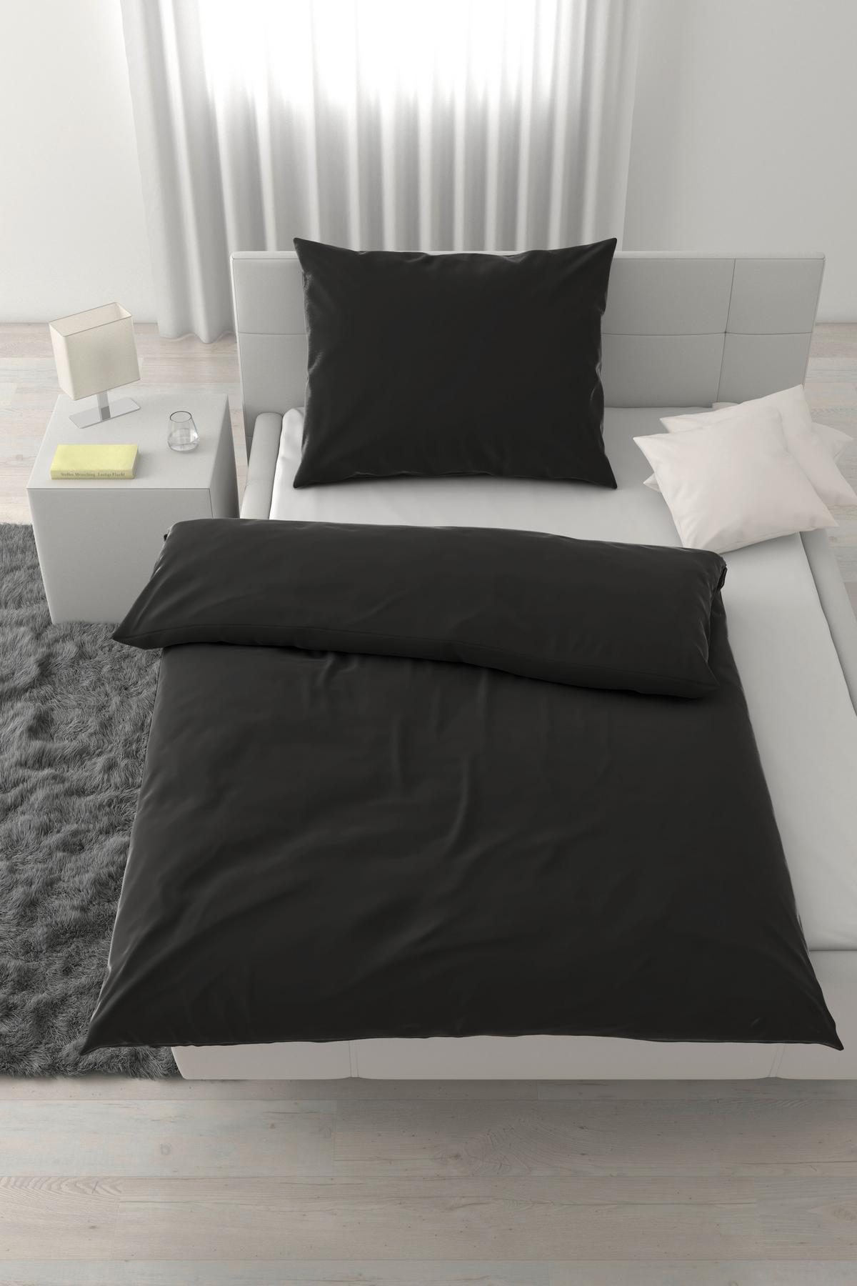 Ágyneműhuzat-garnitúra Blacky - fekete, Modern, textil (140/200cm) - Modern Living