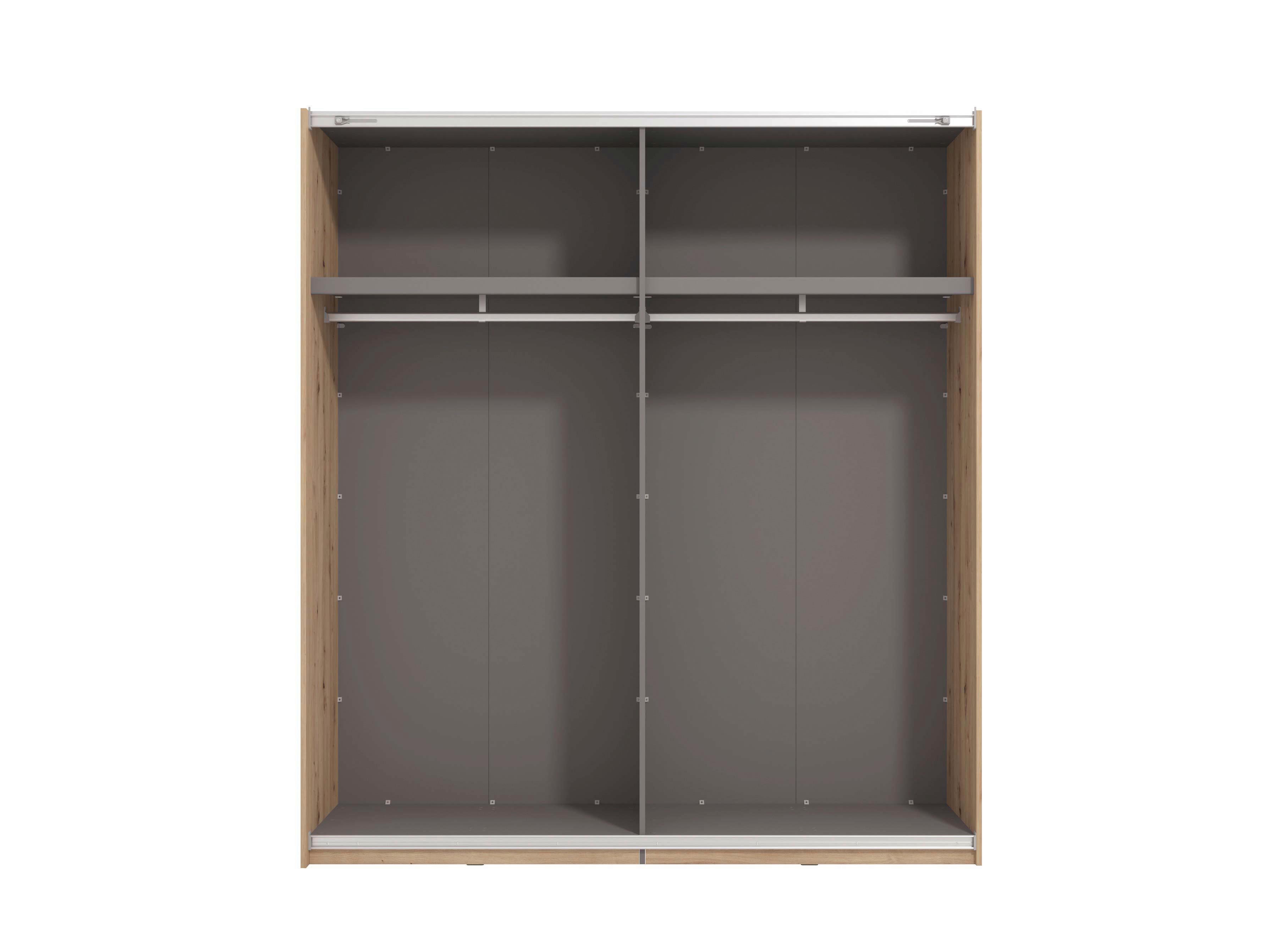 GARDEROB MED SKJUTDÖRRAR GARD 200 -TOP- - ek Artisan/svart, Klassisk, metall/trämaterial (195/217/61cm) - Mömax