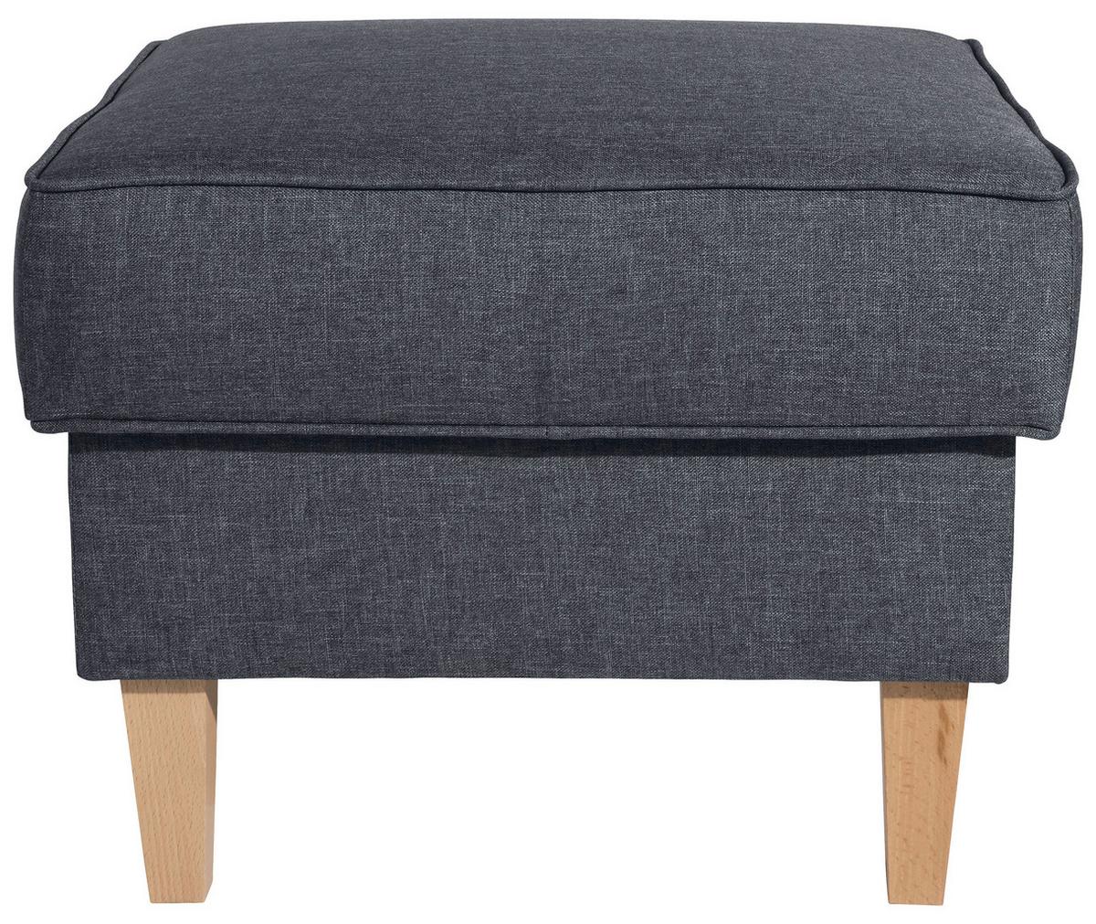 Hocker Lorris Blau Flachgewebe - Blau/Buchefarben, Design, Holz/Textil (53/45/53cm) - Max Winzer