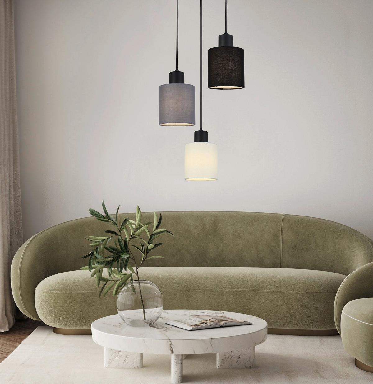 LAMPA WISZĄCA MIA - beżowy/czarny, Trend, metal/tkanina (25,5/120cm) - Novel