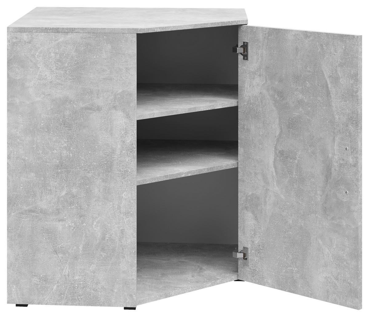 Eckkommode Multistauraum Betonoptik - Anthrazit/Schwarz, Modern, Holzwerkstoff/Kunststoff (71,5/83/71,5cm)