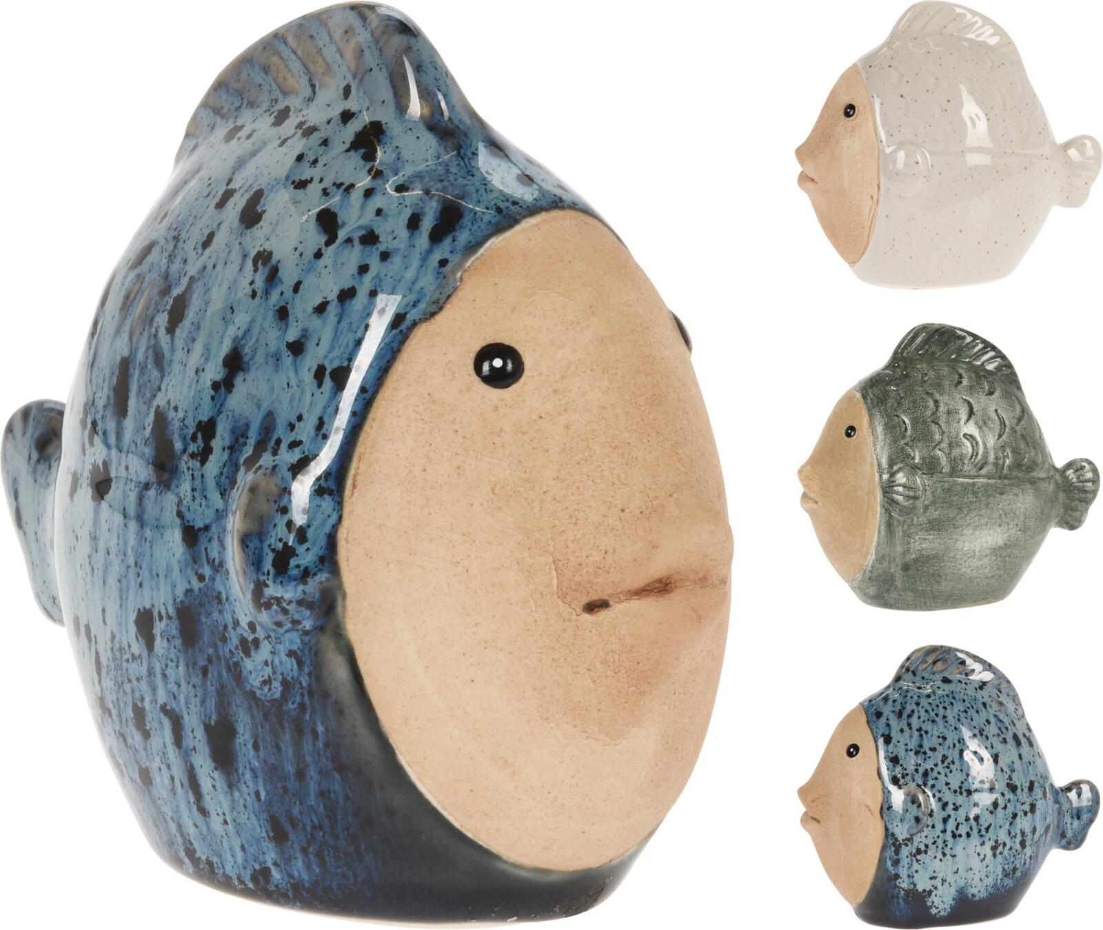 Dekor Hal Fish - kék/fehér, Trend, kerámia (11/6/9,5cm)