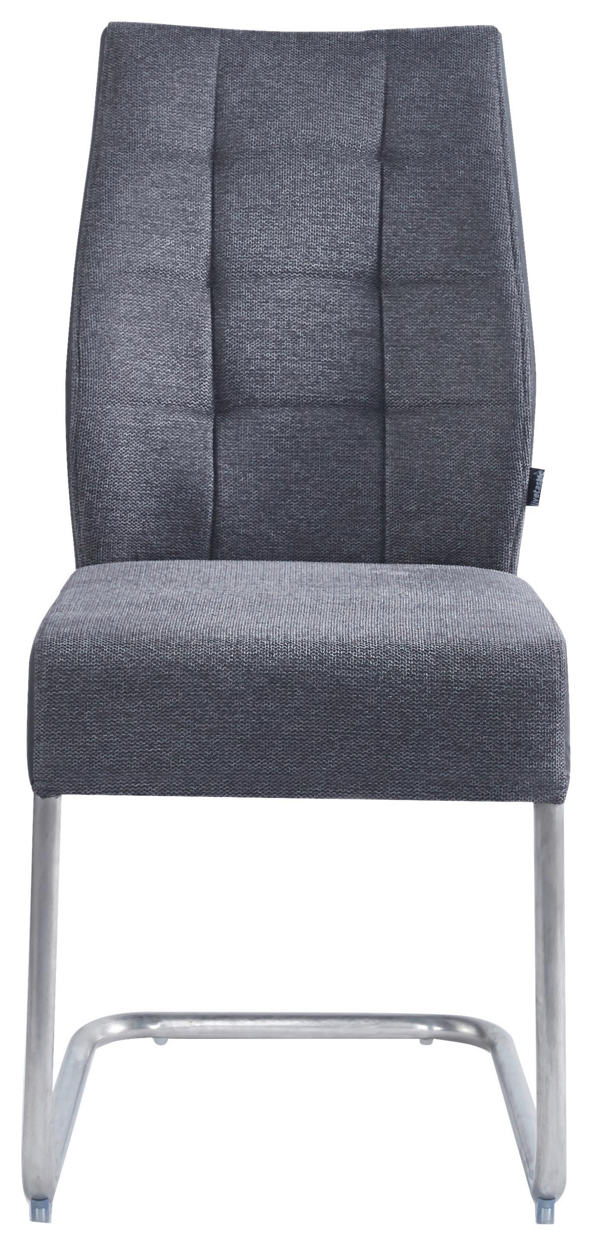 KRZESŁO NA PŁOZIE CEDRIC - kolor stalowy/szary, Design, metal/tkanina (44/97/60cm) - Carryhome