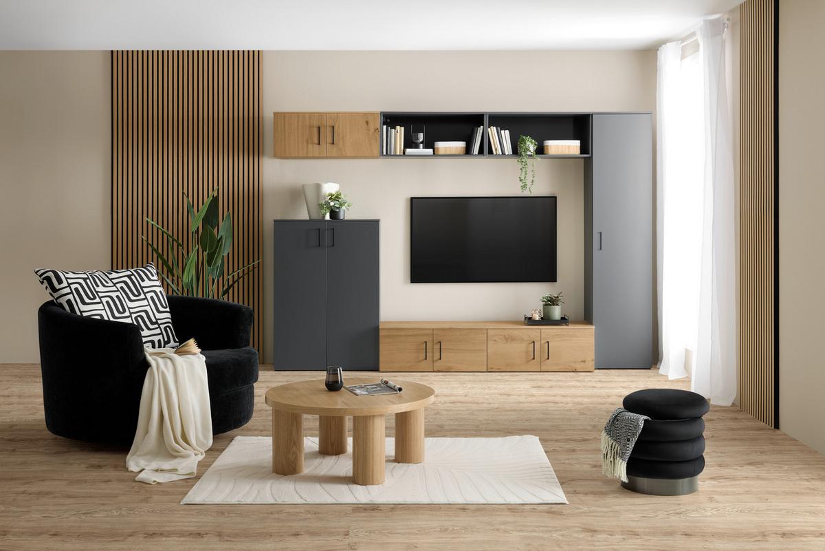 Kommode Multistauraum Graphitfarben - Anthrazit/Graphitfarben, MODERN, Holzwerkstoff/Kunststoff (80/115/40cm) - Mömax