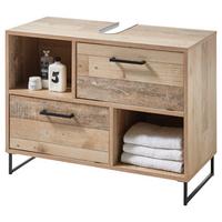 SZAFKA POD UMYWALKĘ ROOF - kolor dębowy/czarny, Konventionell, materiał drewnopochodny/tworzywo sztuczne (80/61/37cm) - MID.YOU