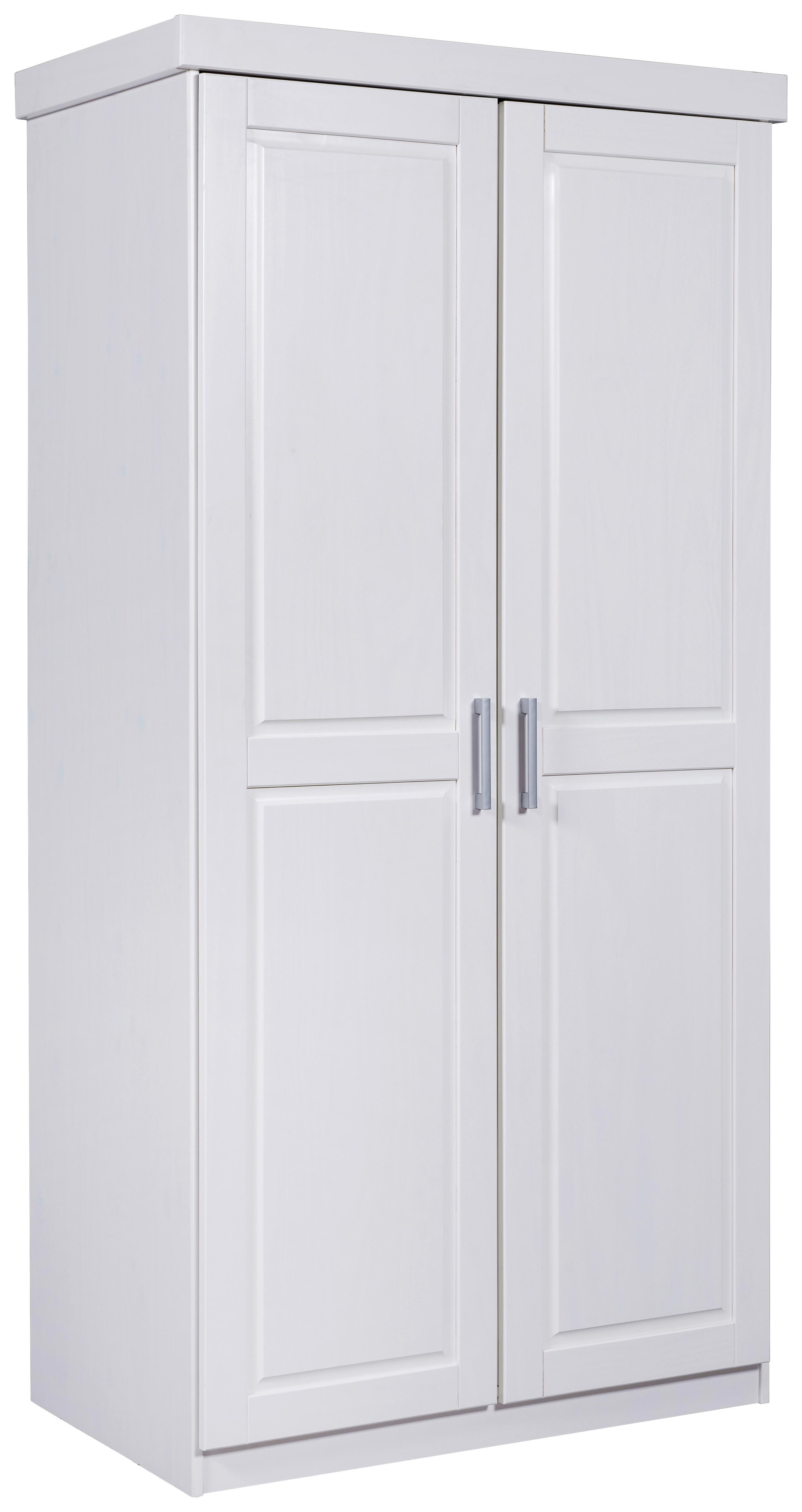 Drehtürenschrank Hakon Weiß ca. 95x190 cm Kiefer lakiert - Silberfarben/Weiß, LIFESTYLE, Holz/Kunststoff (95/190/55cm) - MID.YOU