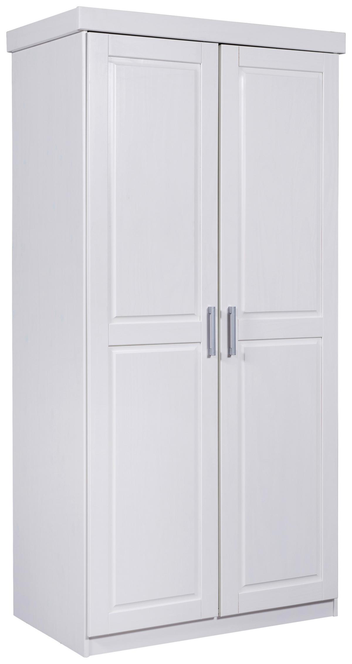 Drehtürenschrank Hakon Weiß ca. 95x190 cm Kiefer lakiert - Silberfarben/Weiß, LIFESTYLE, Holz/Kunststoff (95/190/55cm) - MID.YOU