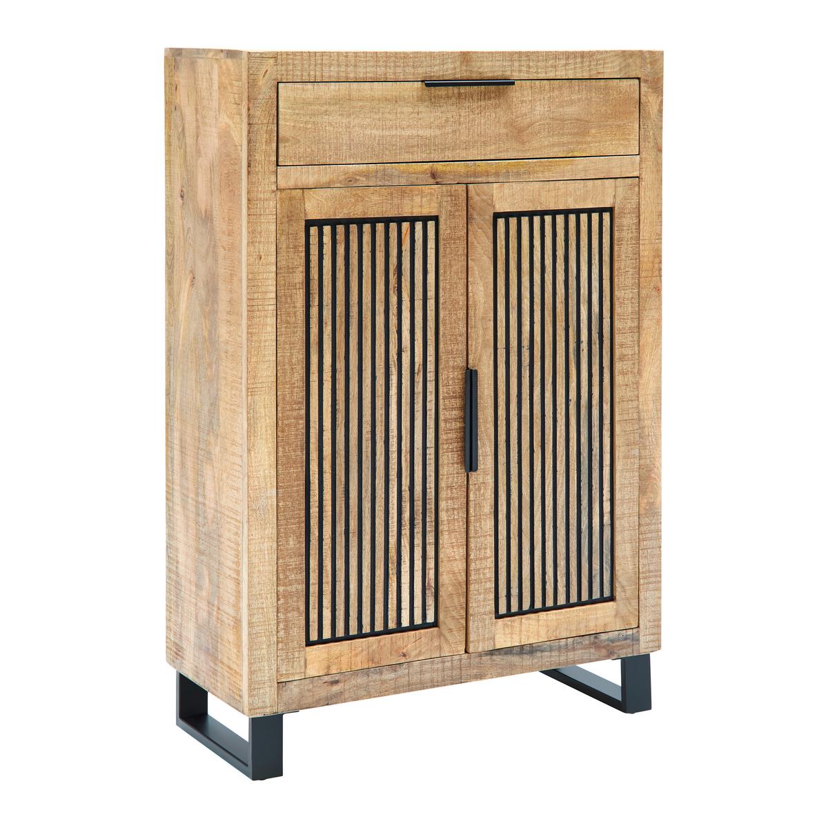 Schuhschrank Everest Naturfarben - Schwarz/Naturfarben, Natur, Holz/Metall (88/130/40cm) - Mömax
