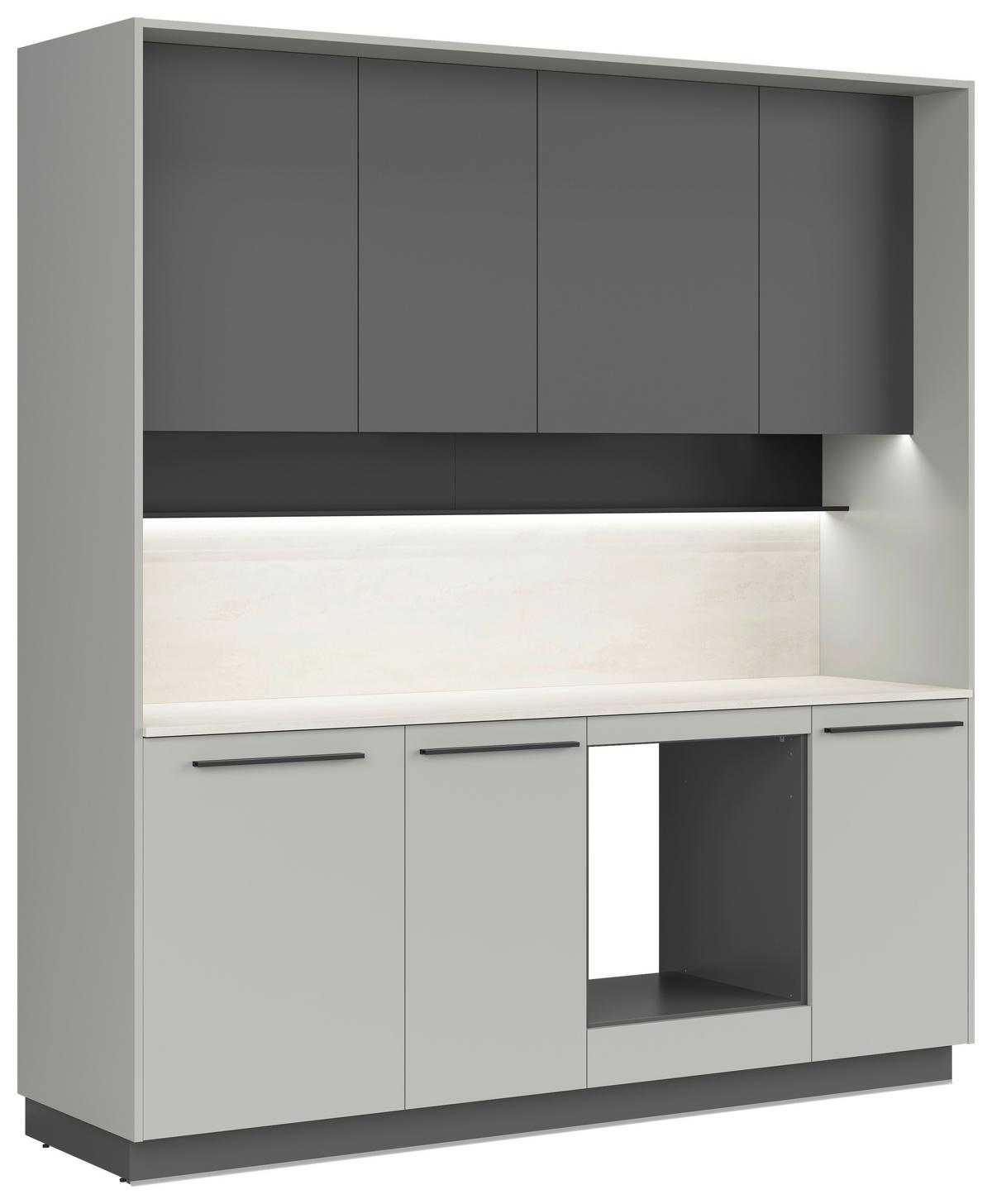 Küchenblock Milino o. E-Geräte Grau - Graphitfarben/Schwarz, Basics, Holzwerkstoff/Kunststoff (210cm) - Visiona