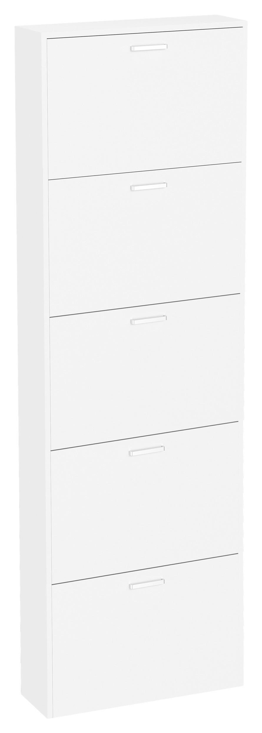 Schuhschrank Sulos Xl - Weiss/Silberfarben, Design, Holzwerkstoff/Kunststoff (59/179/17cm) - MID.YOU