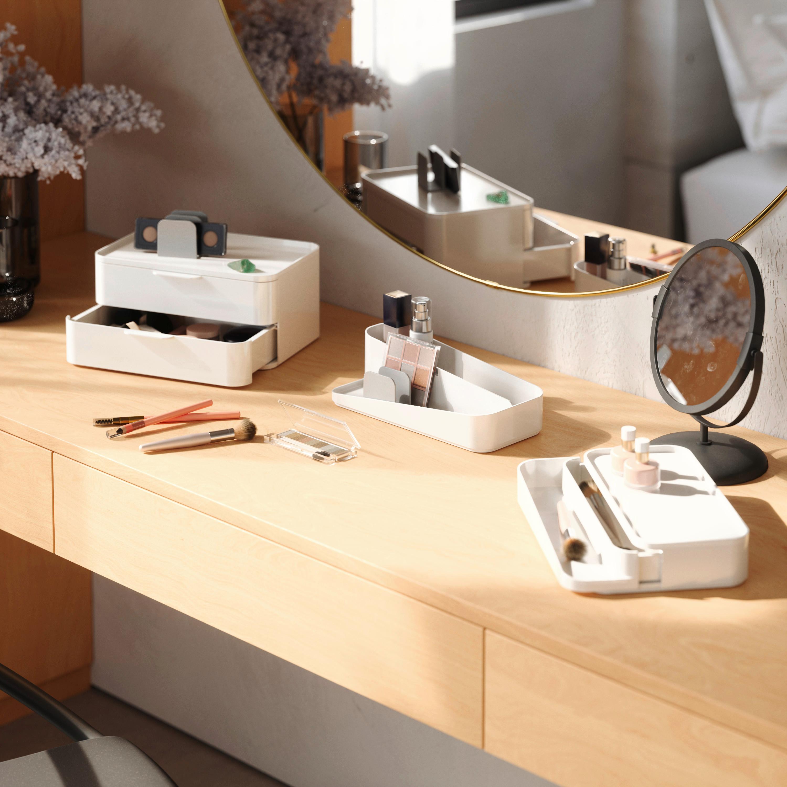 Kosmetik-Organizer Grau/Weiß - Weiß/Grau, Basics, Kunststoff (48,4/24,8/26,7cm) - Umbra