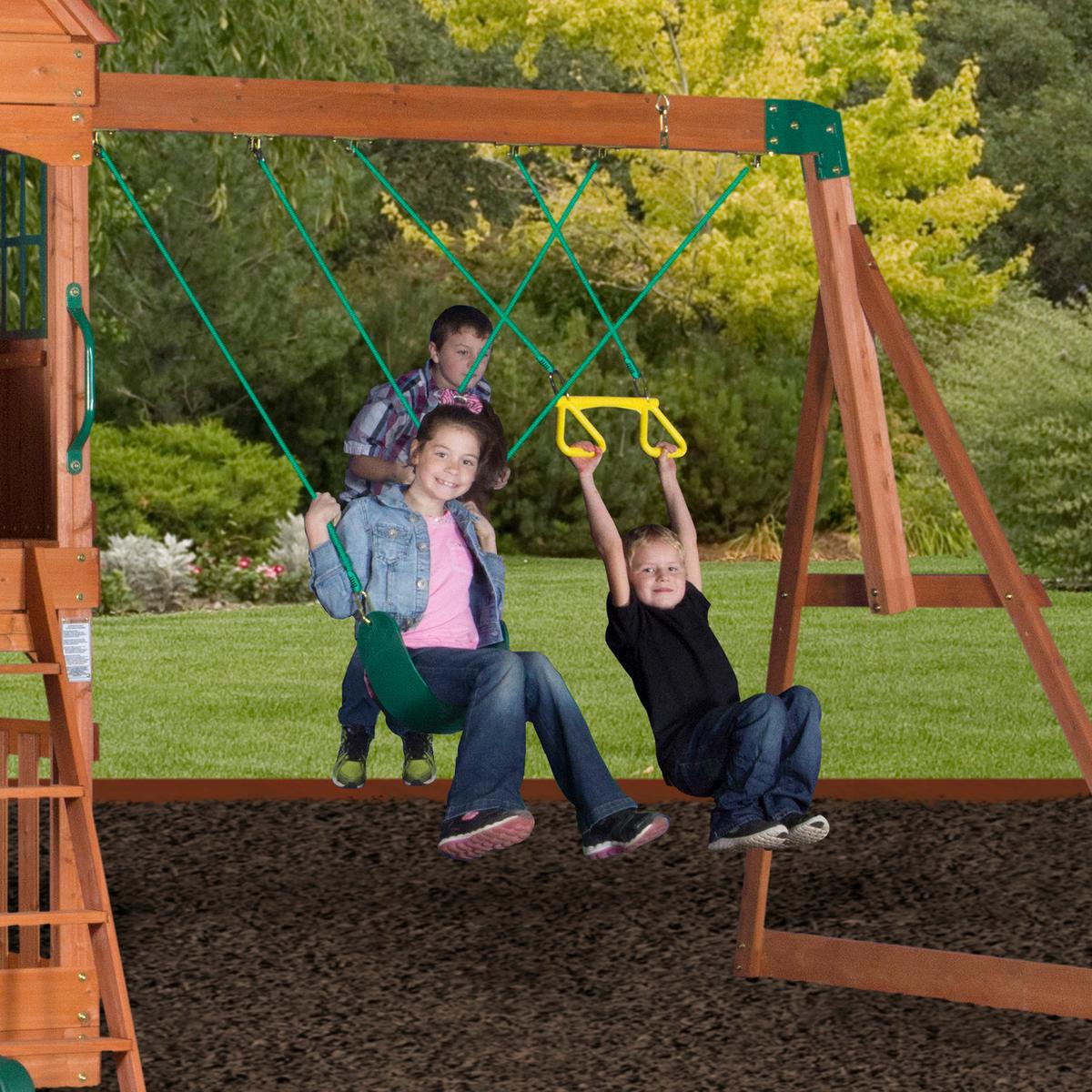 Spielturm B1808058 aus Zeder Massiv - Braun/Grün, KONVENTIONELL, Holz (537,2/290/409cm) - Ambia Garden