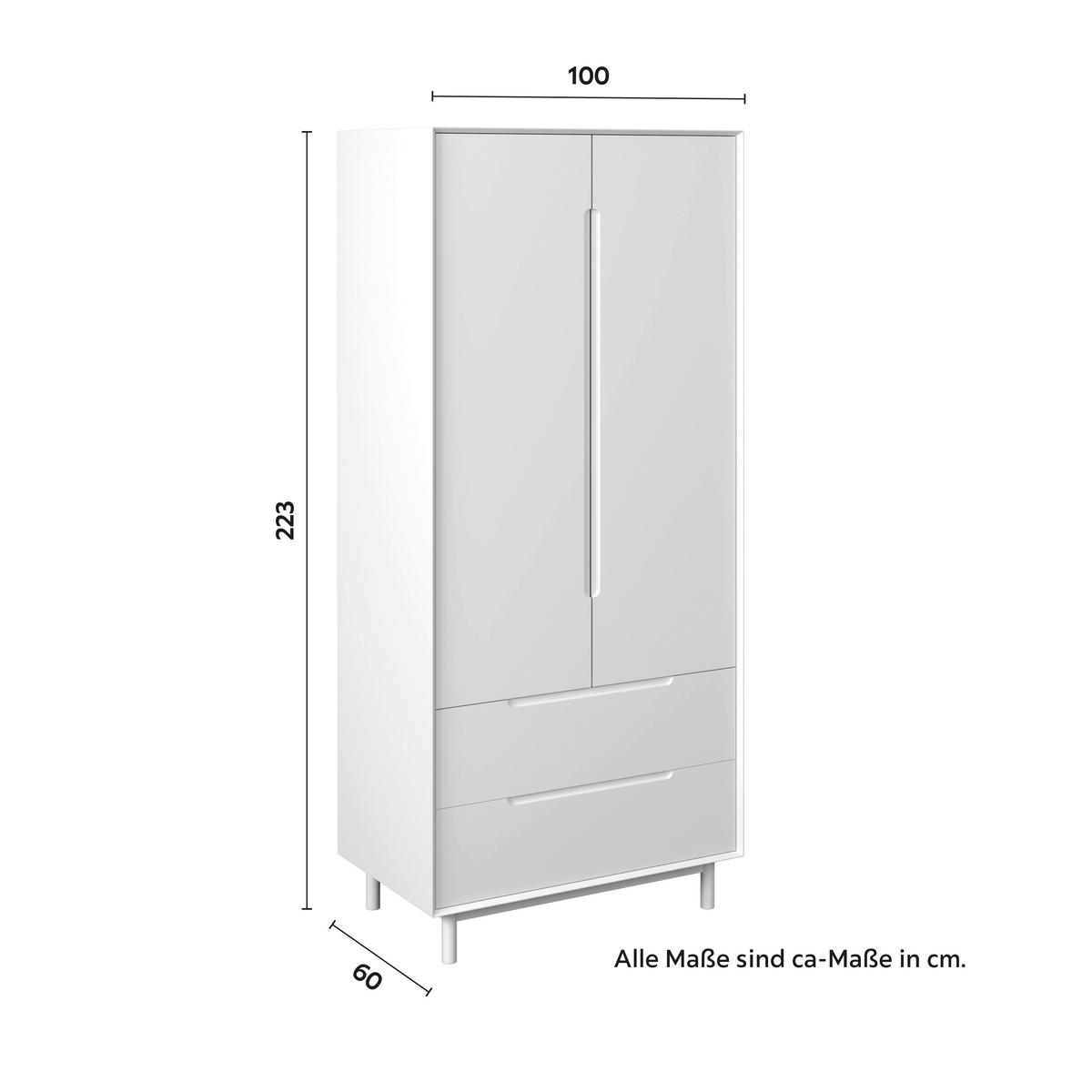 Ruhásszekrény Marlo - fehér, Modern, faalapú anyag/fa (100/223/60cm) - Bessagi Home