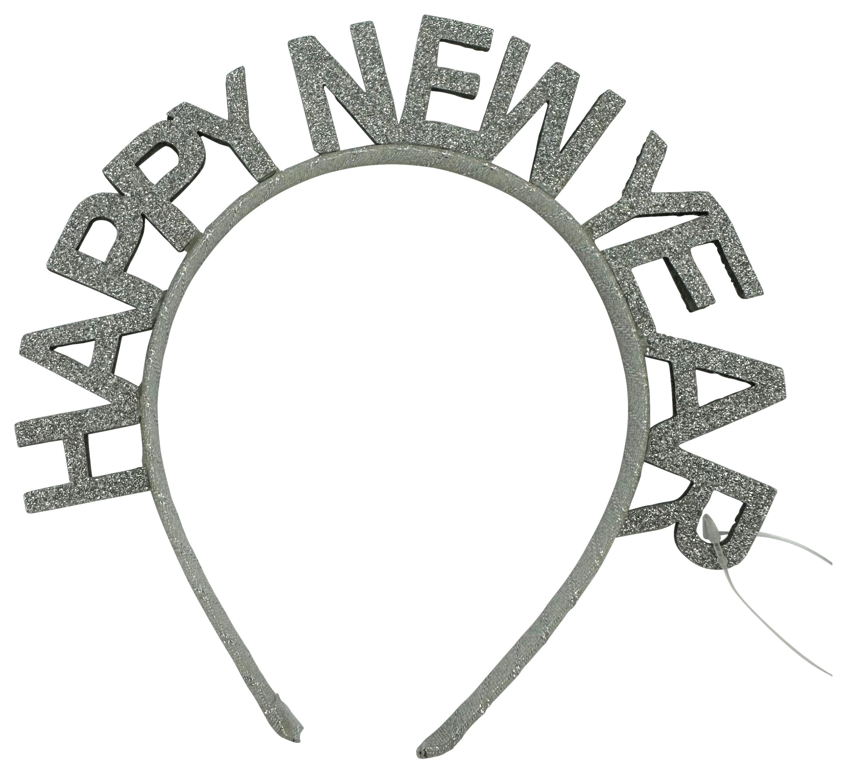 Haarreifen Happy New Year Silberfarben - Silberfarben, KONVENTIONELL, Kunststoff (17.5/17.5/1cm) - Mömax