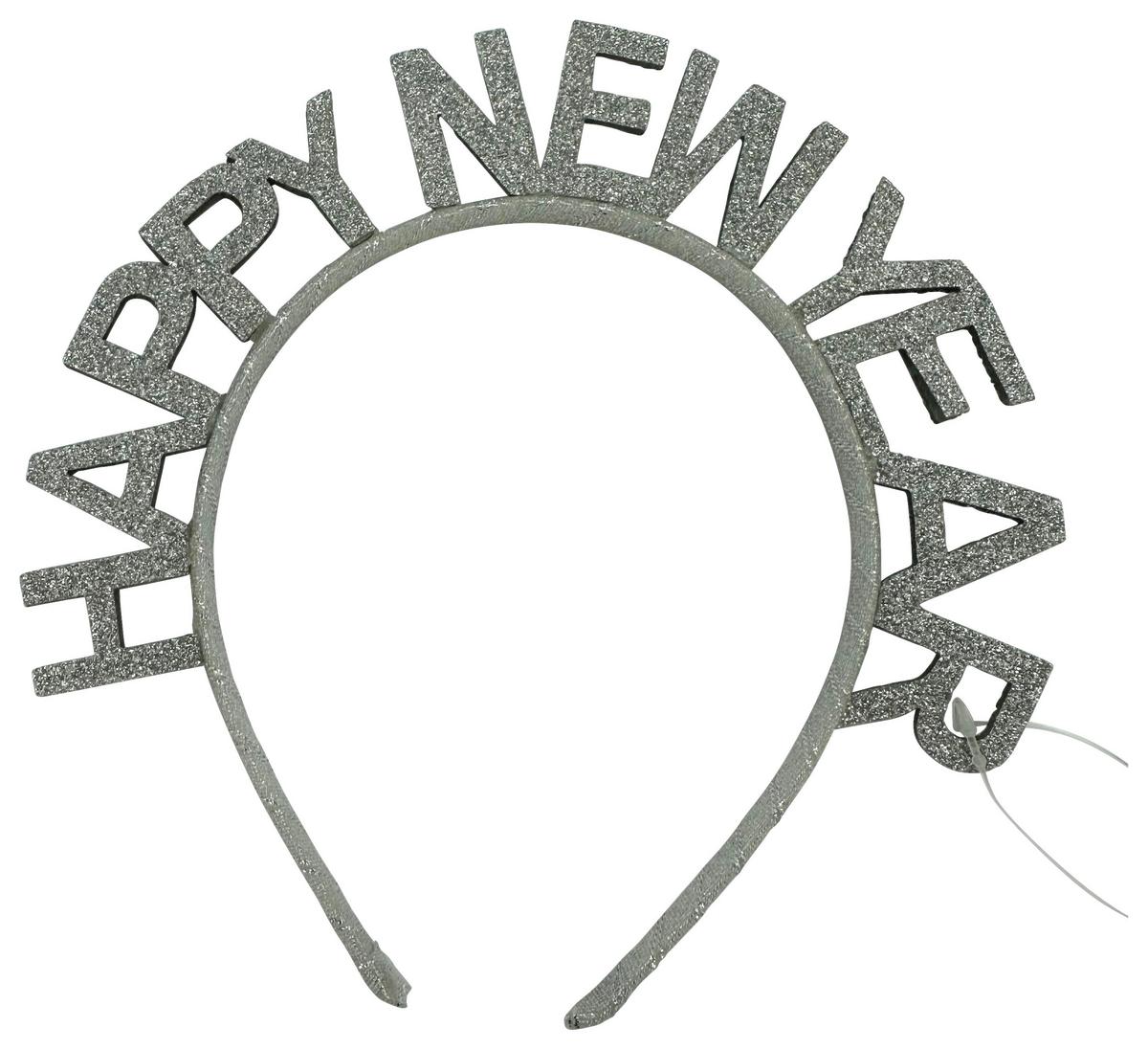 Haarreifen Happy New Year Silberfarben - Silberfarben, KONVENTIONELL, Kunststoff (17.5/17.5/1cm) - Mömax
