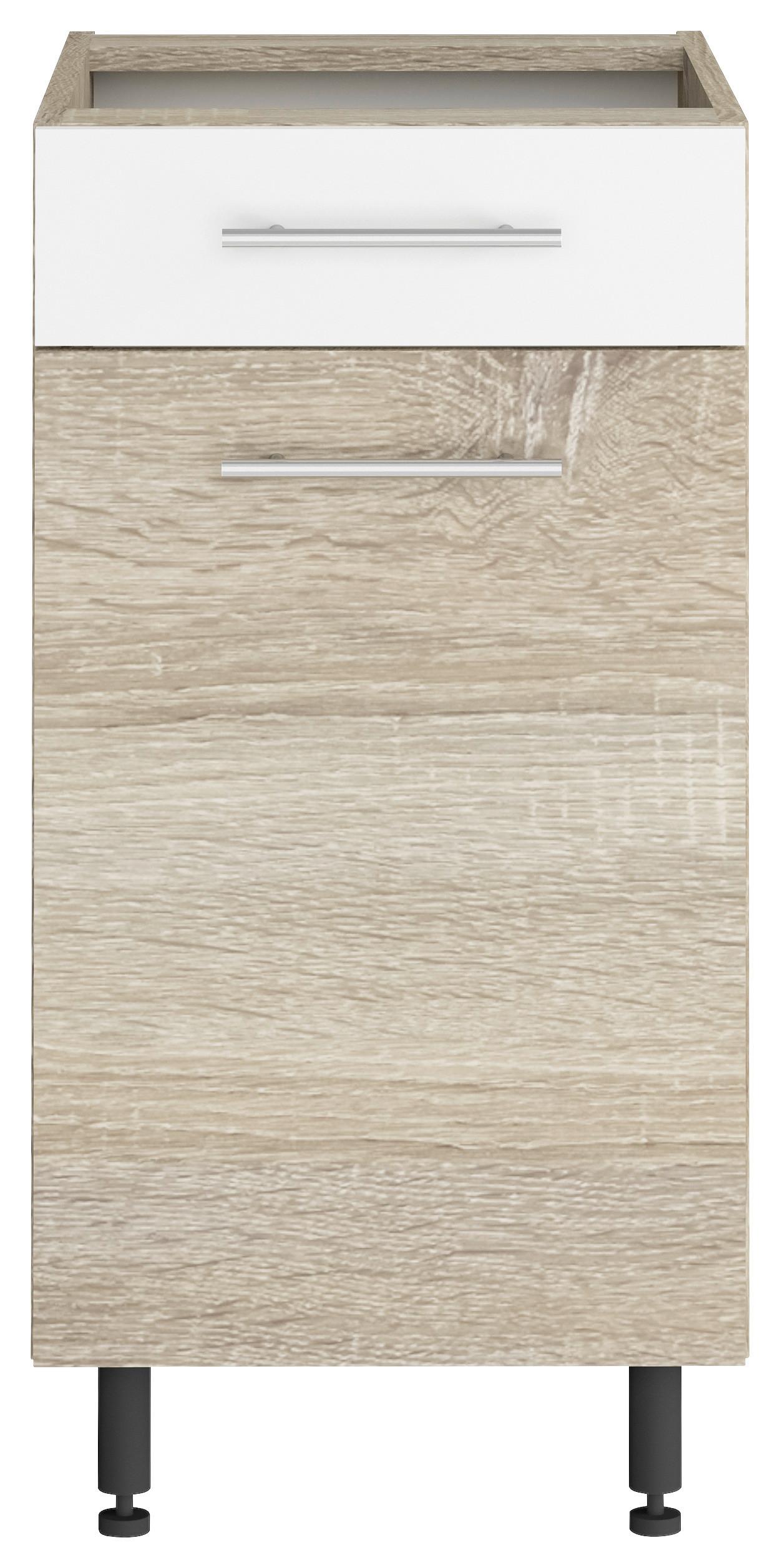 Kuhinjski Donji Element Corina - bijela/hrast Sonoma, drvo/metal (40/82,4/58cm) - Based