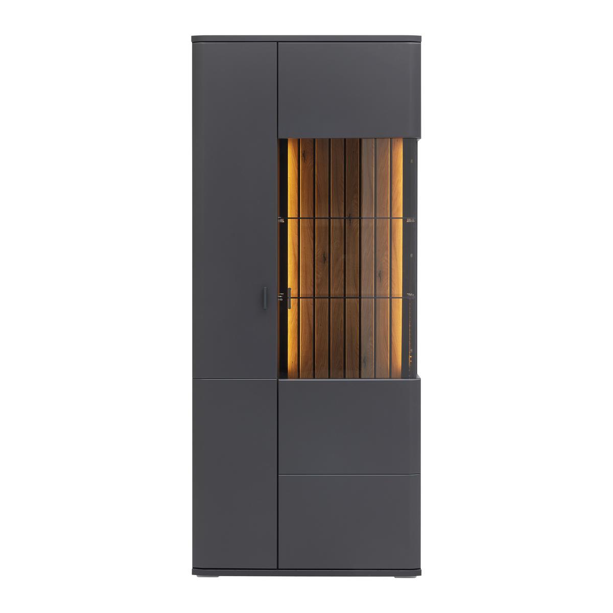 Vitrine Carreto Grau - Anthrazit/Grau, Modern, Glas/Holzwerkstoff (80/191/38cm) - Premium Living