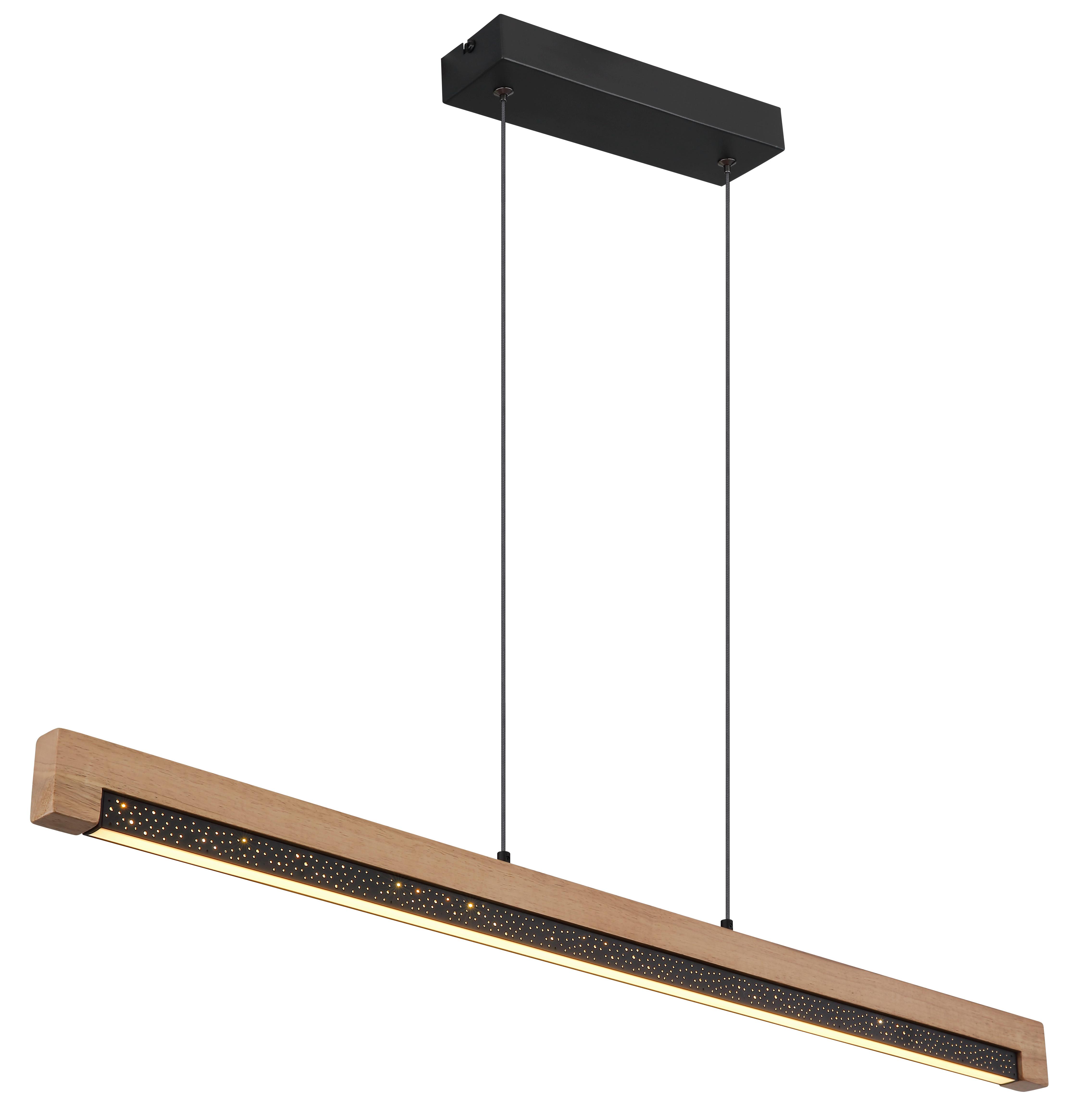 LED-Hängeleuchte Starla Dunkelbraun max. 24 Watt - Dunkelbraun/Schwarz, Natur, Kunststoff/Metall (85/7/120cm) - Globo