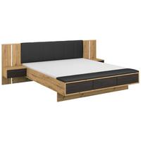 Bettanlage Apollon m. Sitzbank ca. 180x200 cm Schwarz/Eiche - Schwarz/Eiche Artisan, MODERN, Holzwerkstoff/Textil (180/200cm) - Rauch Möbel