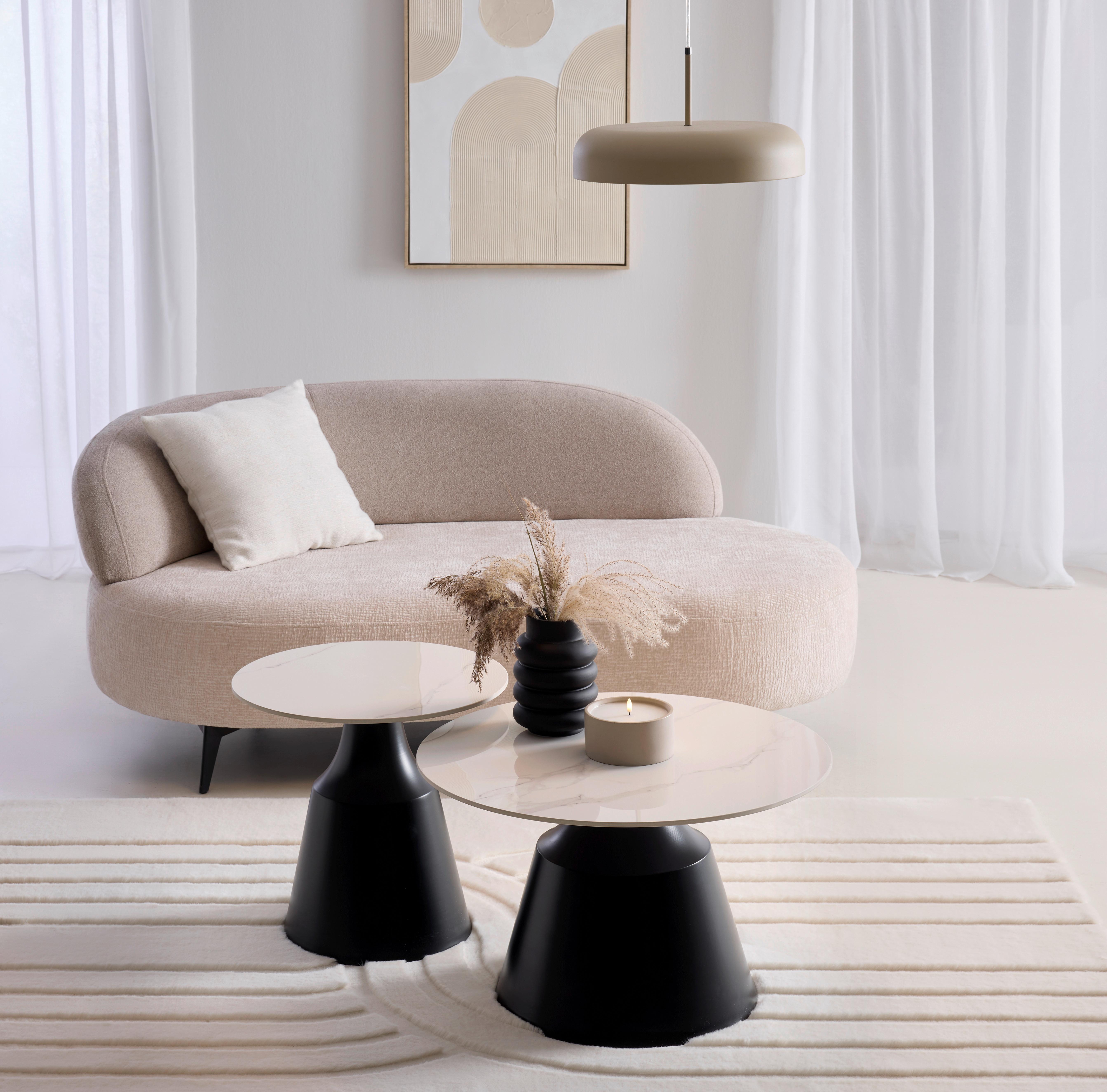 SOFFBORD NOAH - vit/svart, Modern, metall/keramik (70/50/70/50/43/48cm) - Mömax
